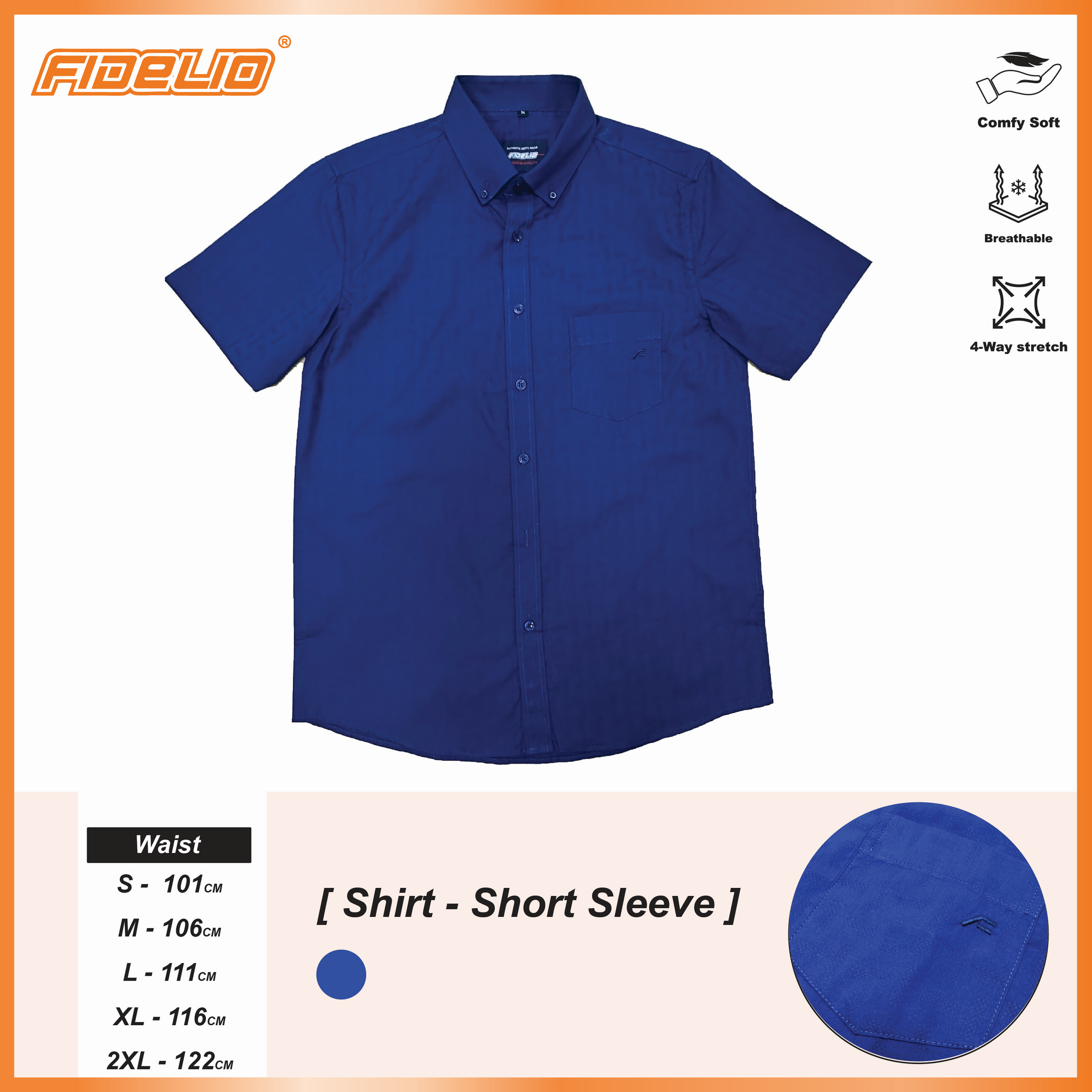 Fidelio Jacquard Short Sleeve Shirts -Navy