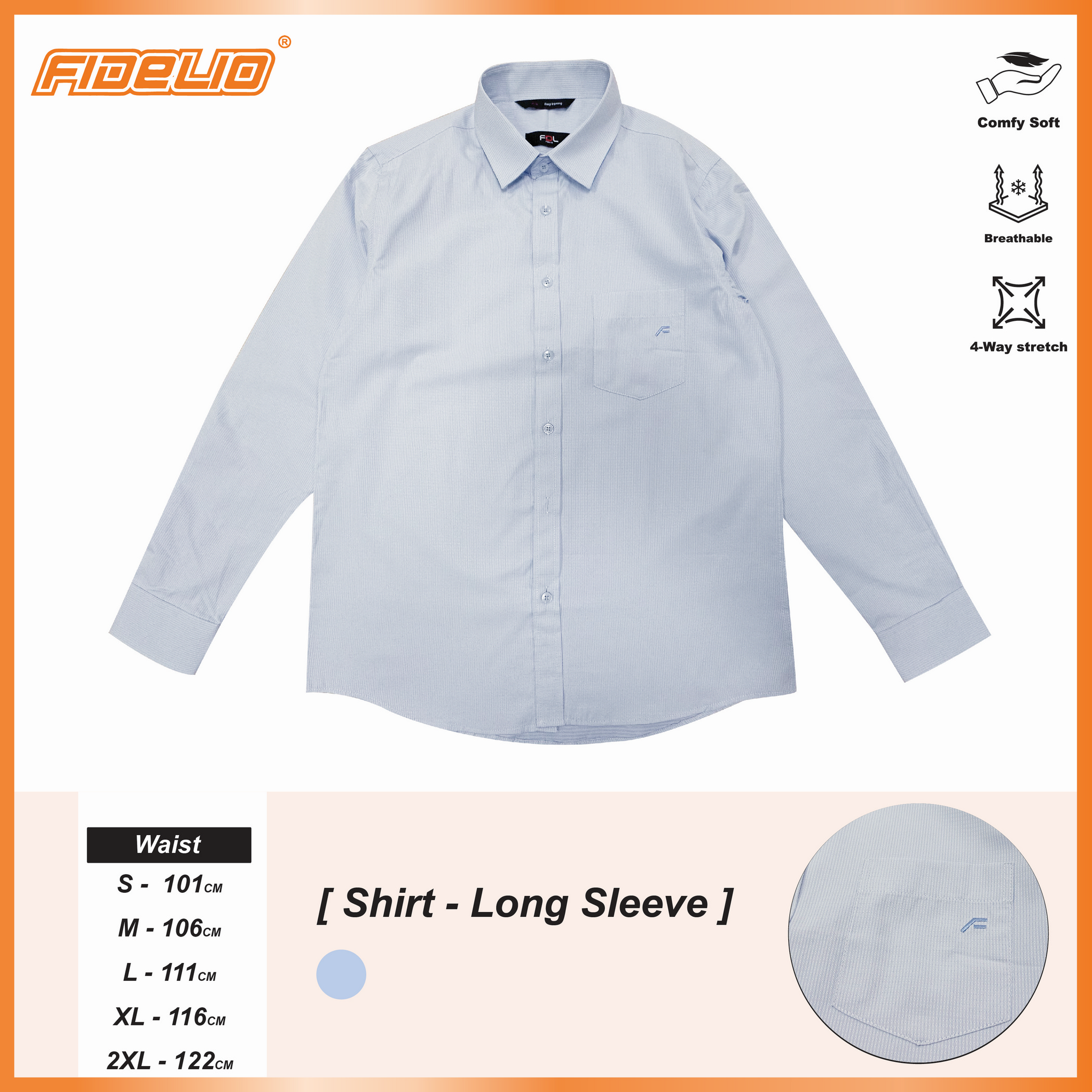 FDL Premium Textured Long Sleeve Shirts -Light Blue