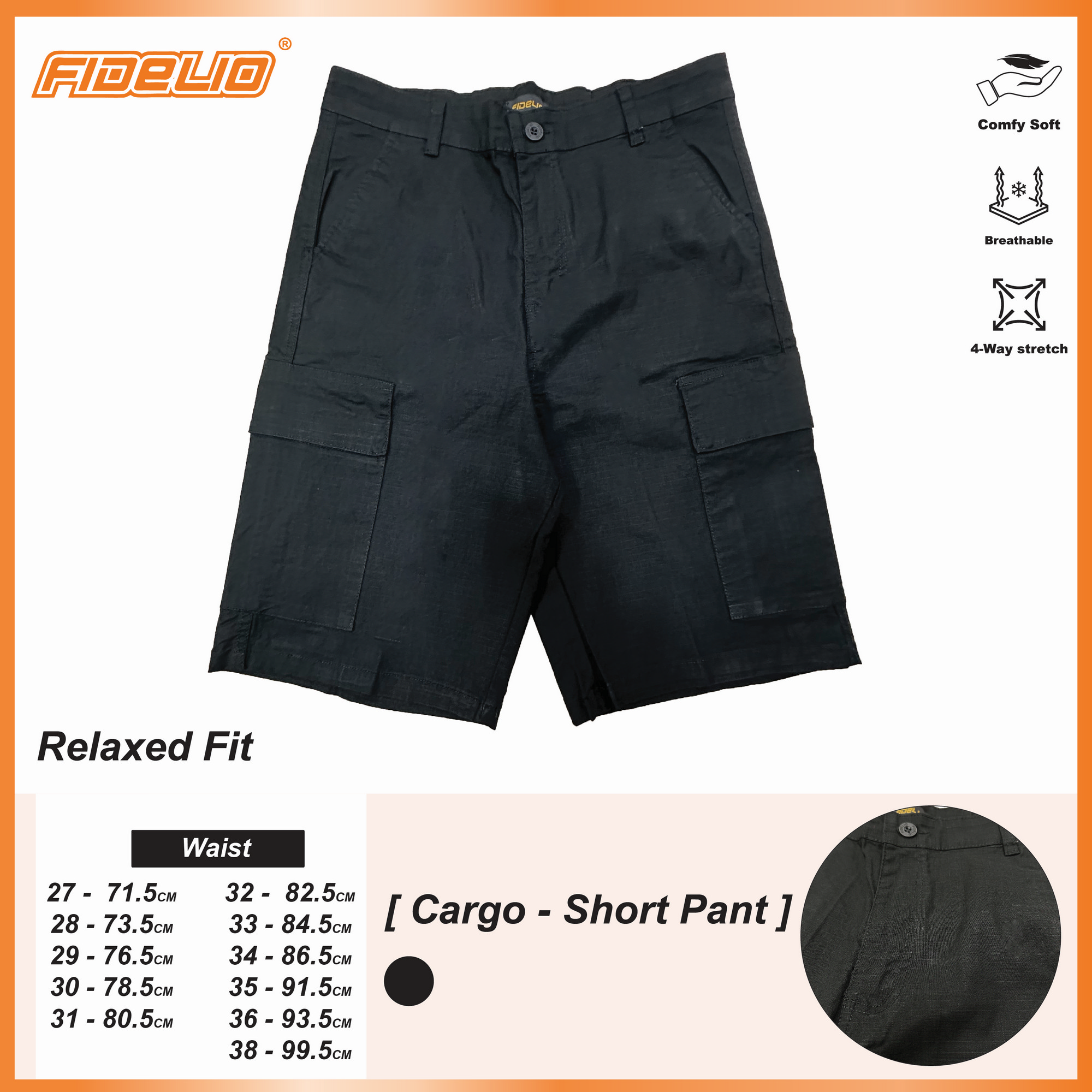 Fidelio Relaxed Fit Cargo Shorts -Black
