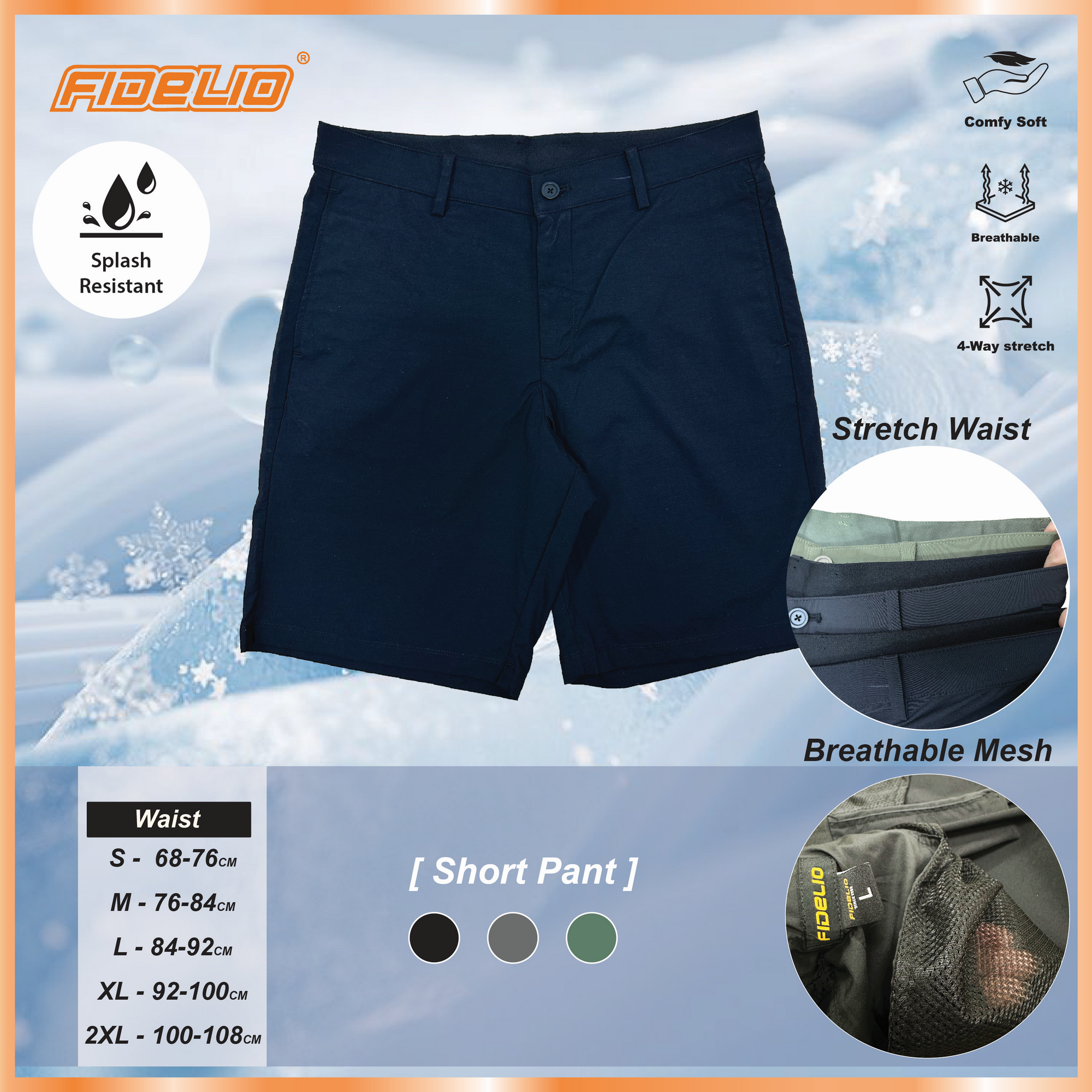 Fidelio FlexCool Cotton Shorts -Black