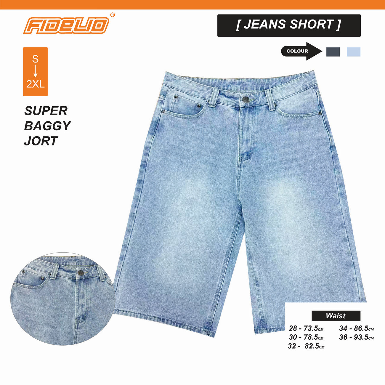 FIT IN Relaxed Baggy Jorts -Light Blue