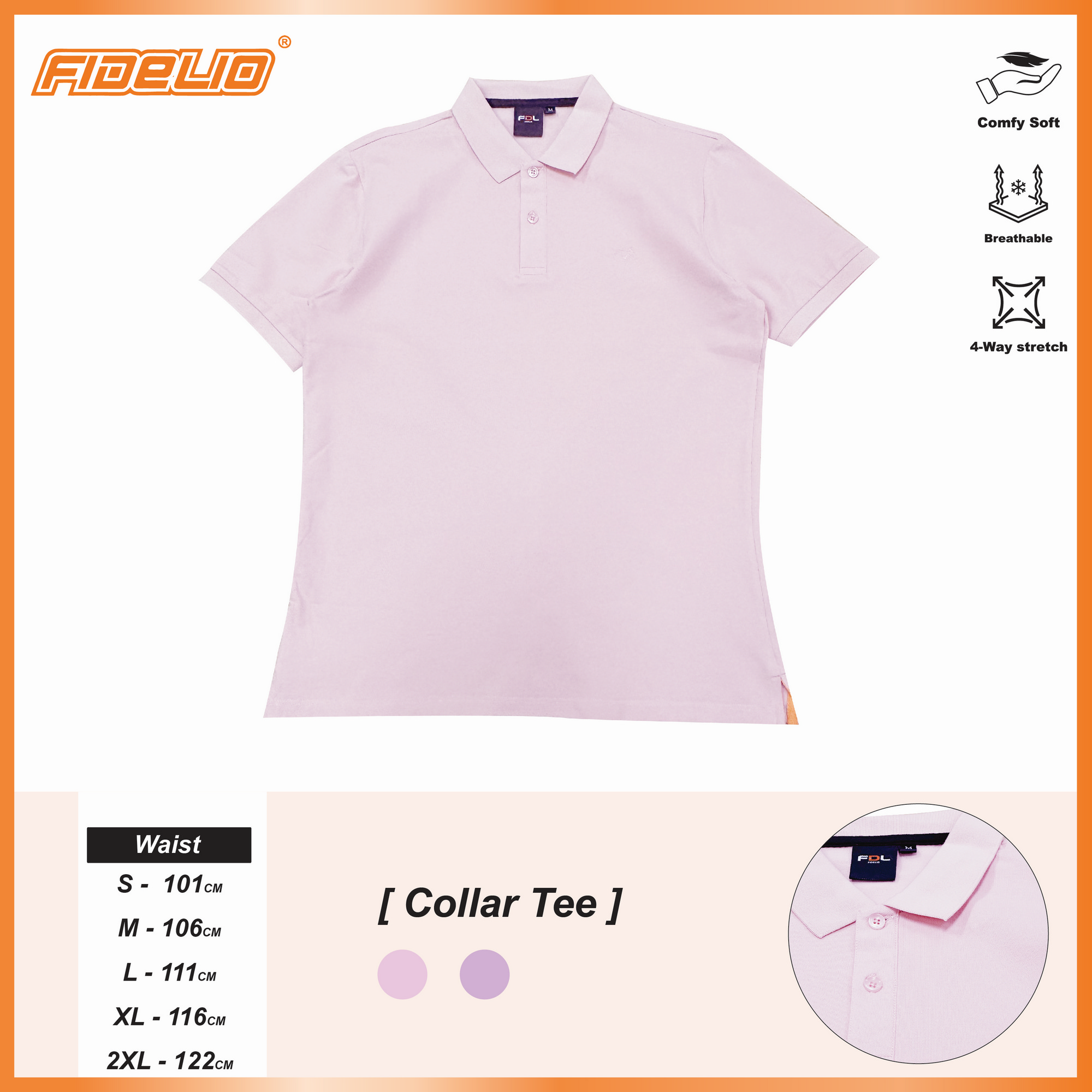 FDL Horse Icon Premium Polo Tees -Light Pink