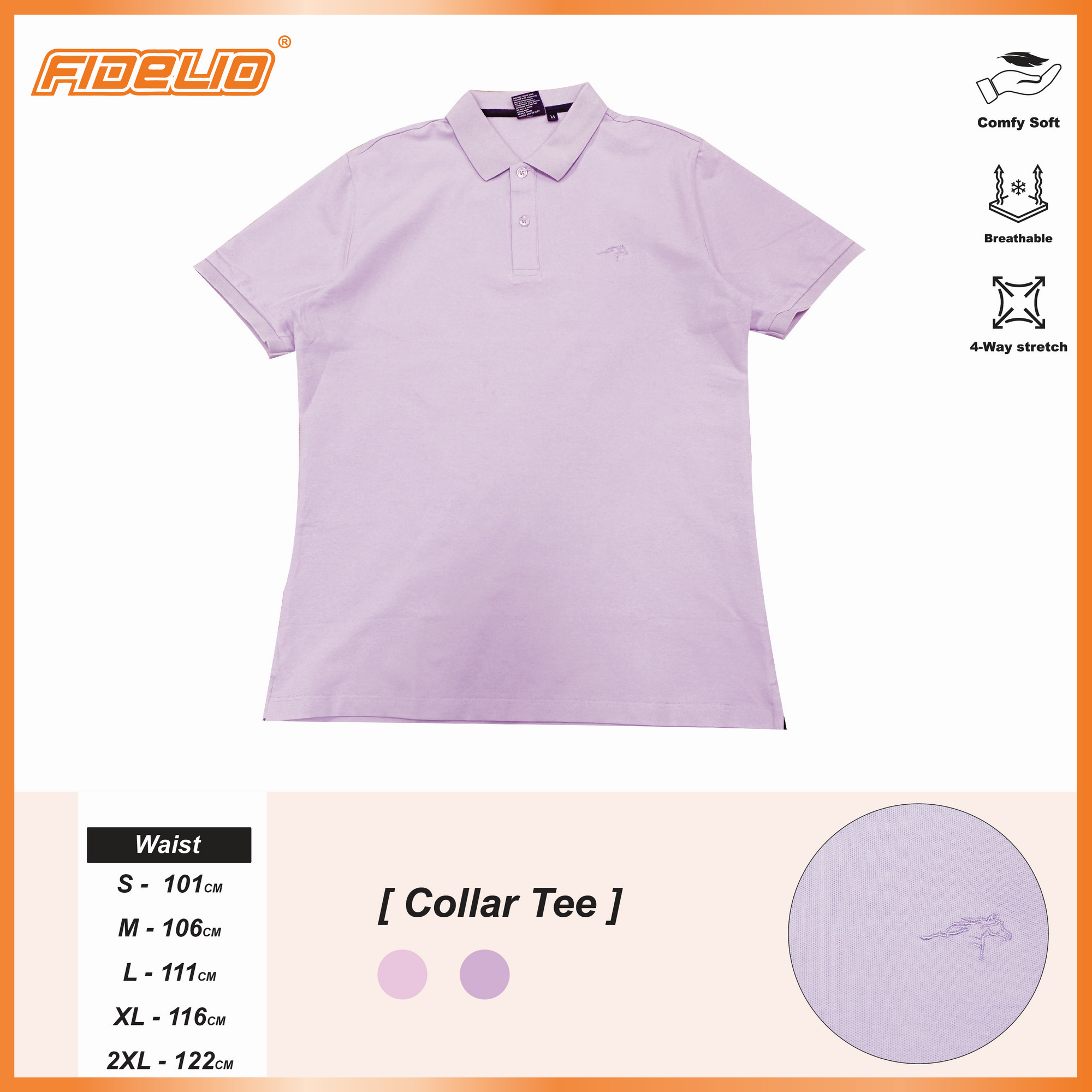 FDL Horse Icon Premium Polo Tees -Light Purple
