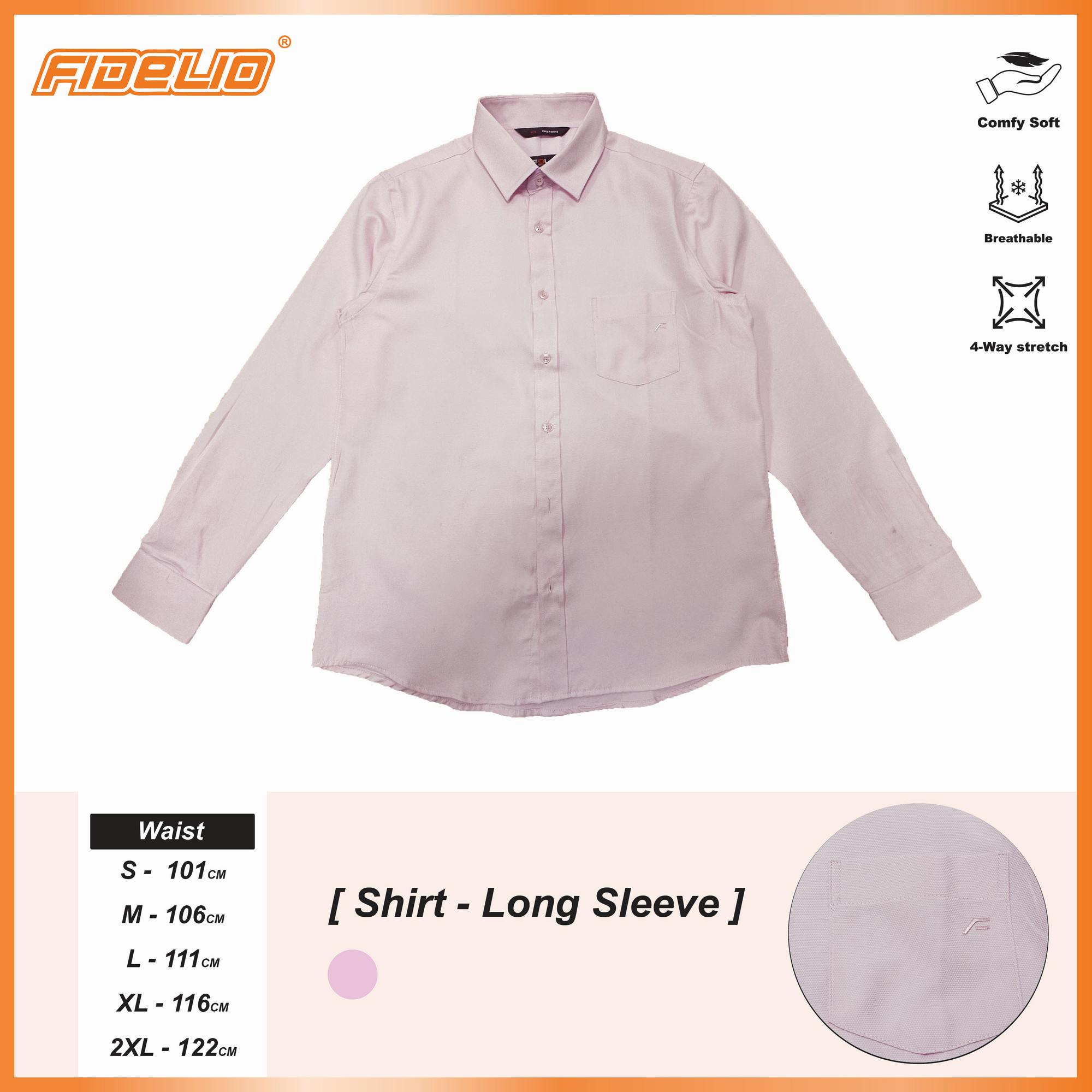 FDL Executive Business Long Sleeve Shirts -Pink