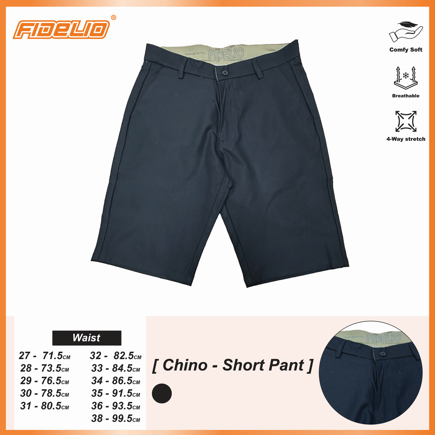 Fidelio Basic Chino Shorts -Black