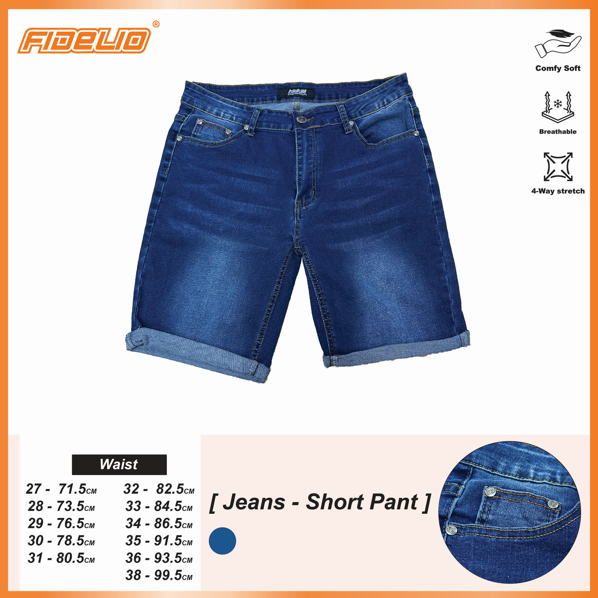Fidelio Denim Slim Shorts -Navy