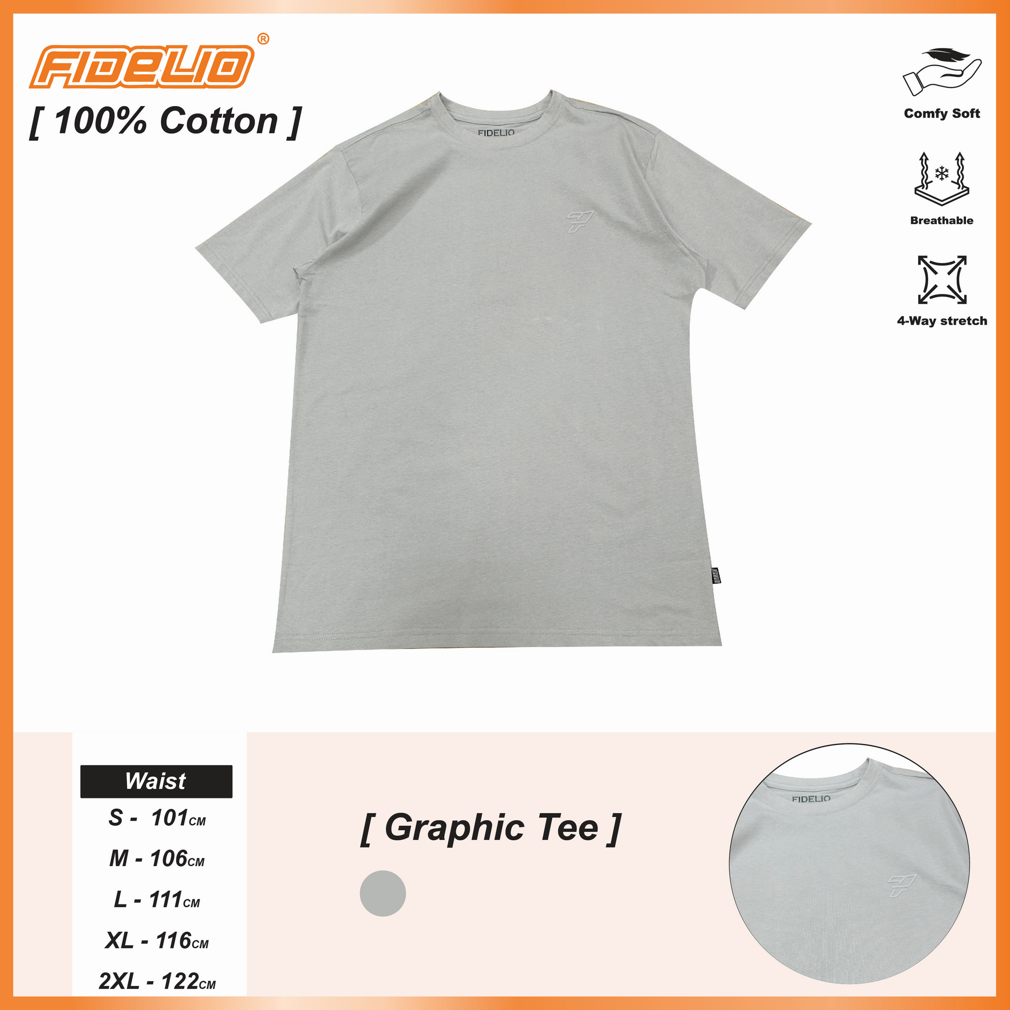 Fidelio Signature Basic Tees -Light Grey