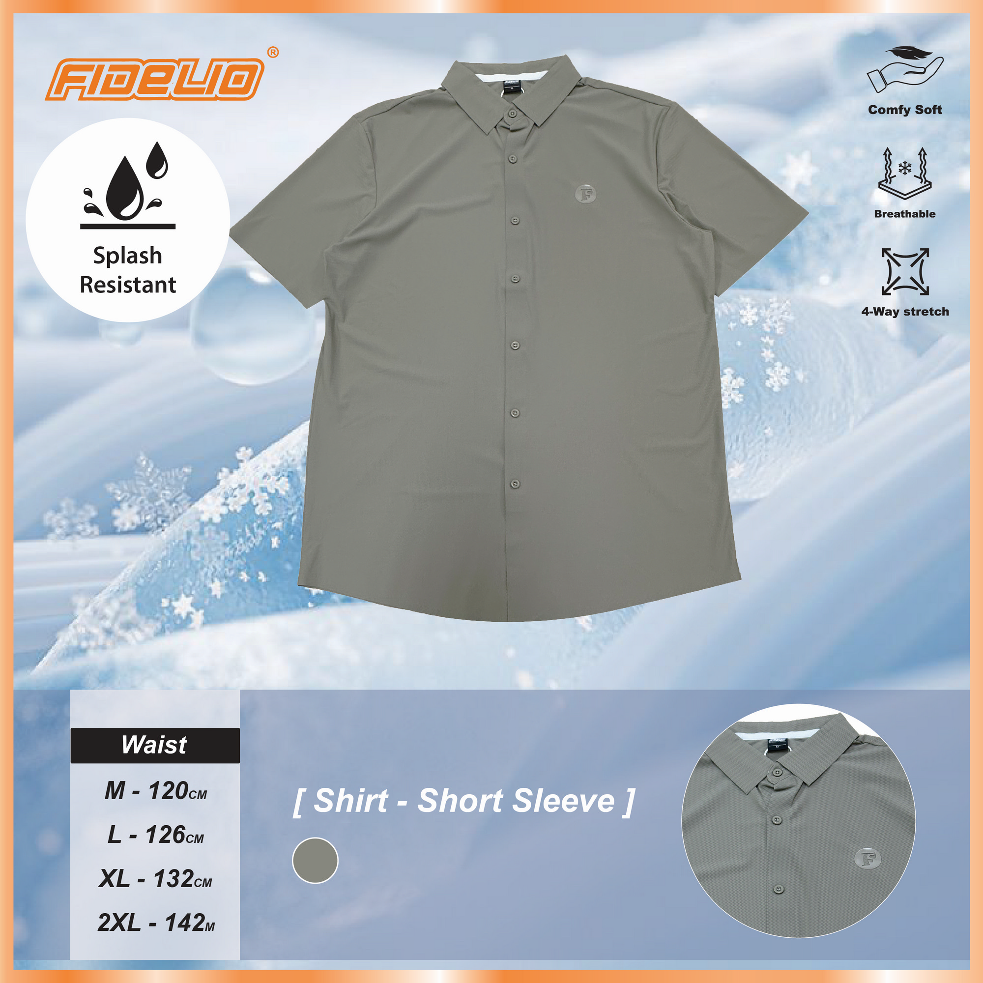 Fidelio Quick Dry Cooling Short Sleeve Shirts -Dark Grey
