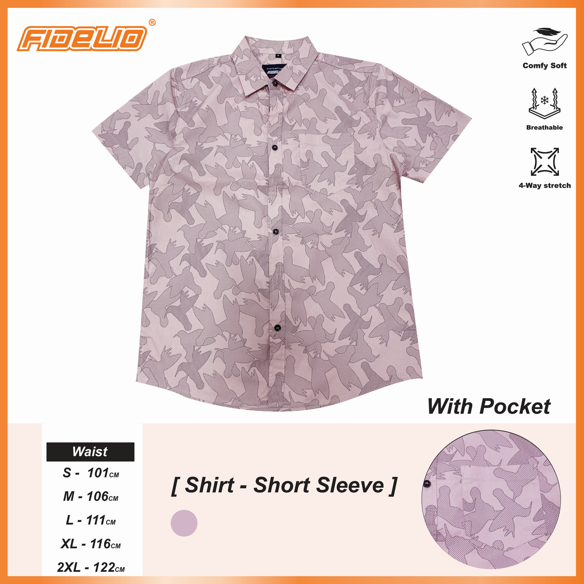 Fidelio Abstract Flock Print Short Sleeve Shirts -Pink