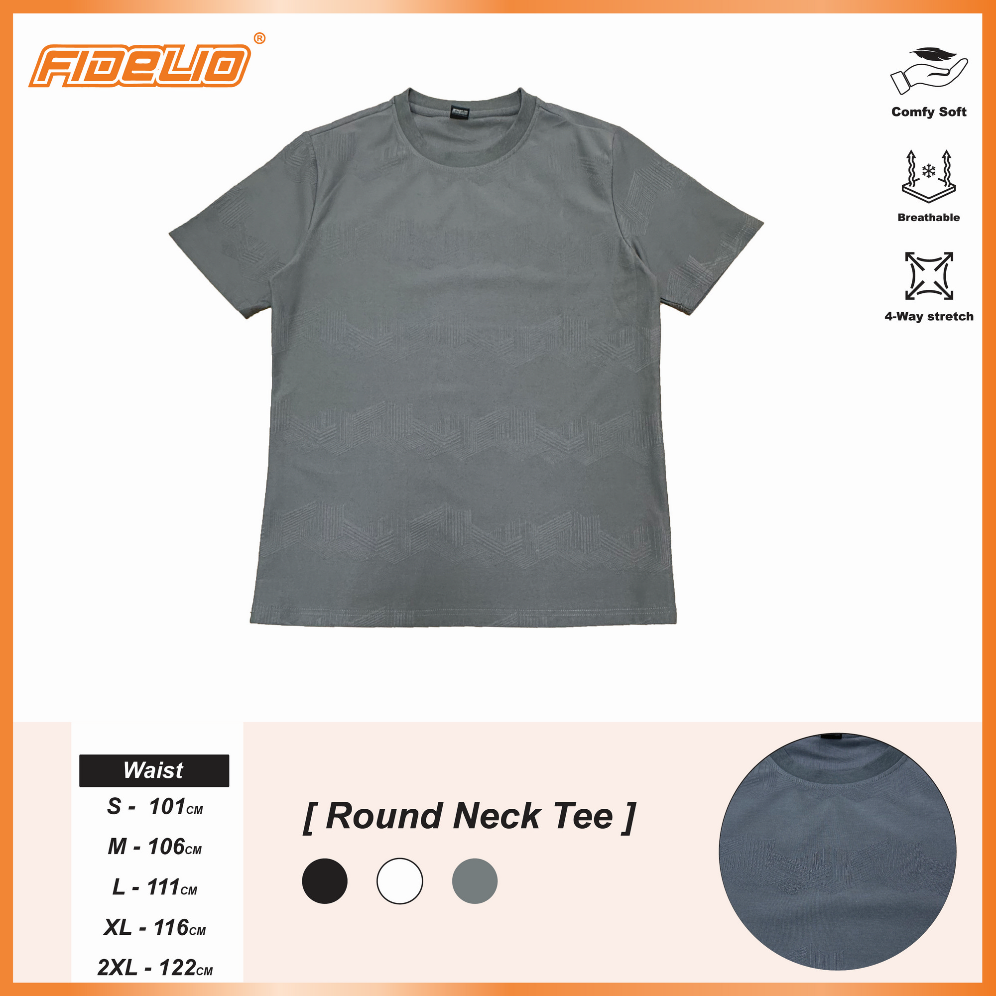 Fidelio Geometric Dobby Knit Tees -Grey