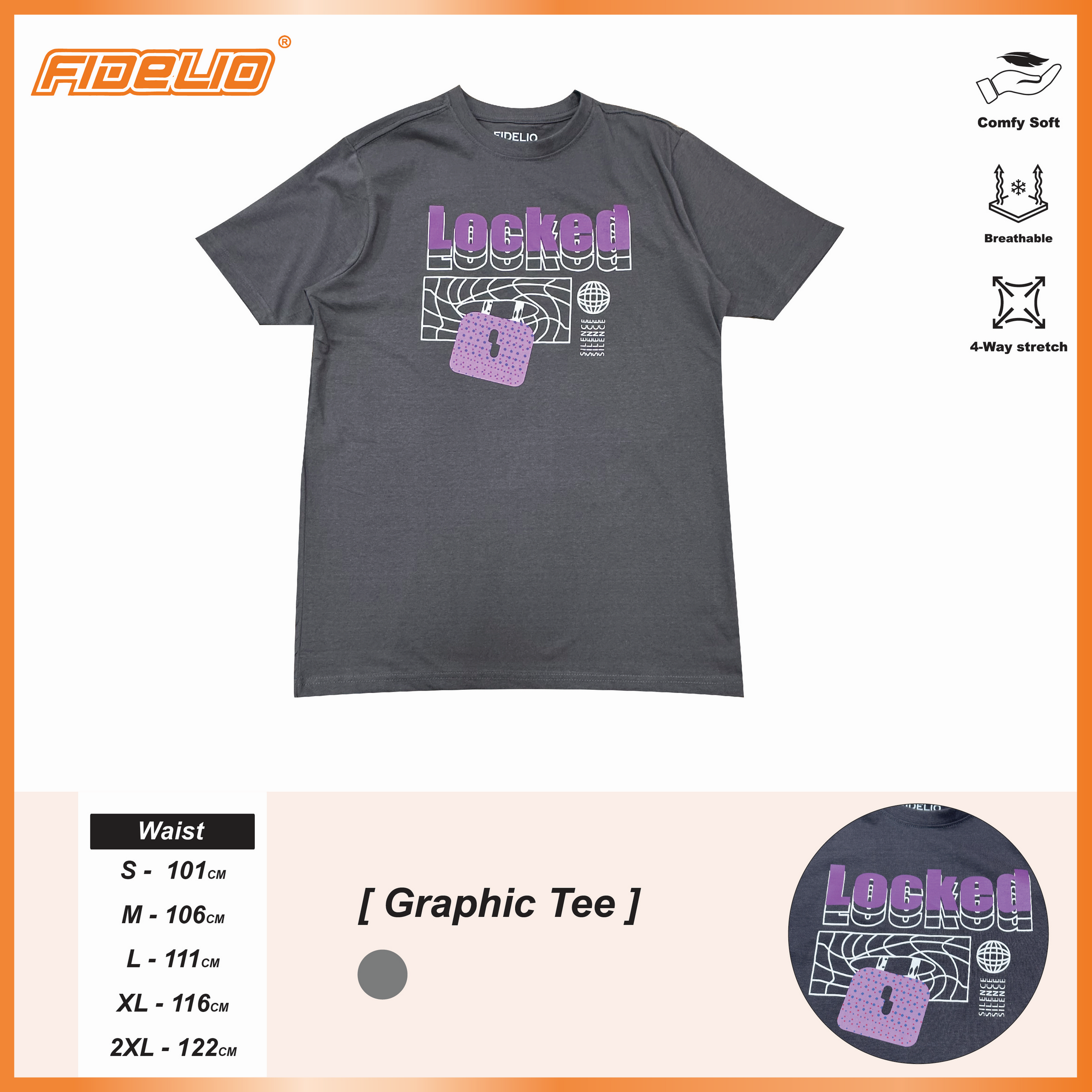 Fidelio Locked Graphic Tees -Grey