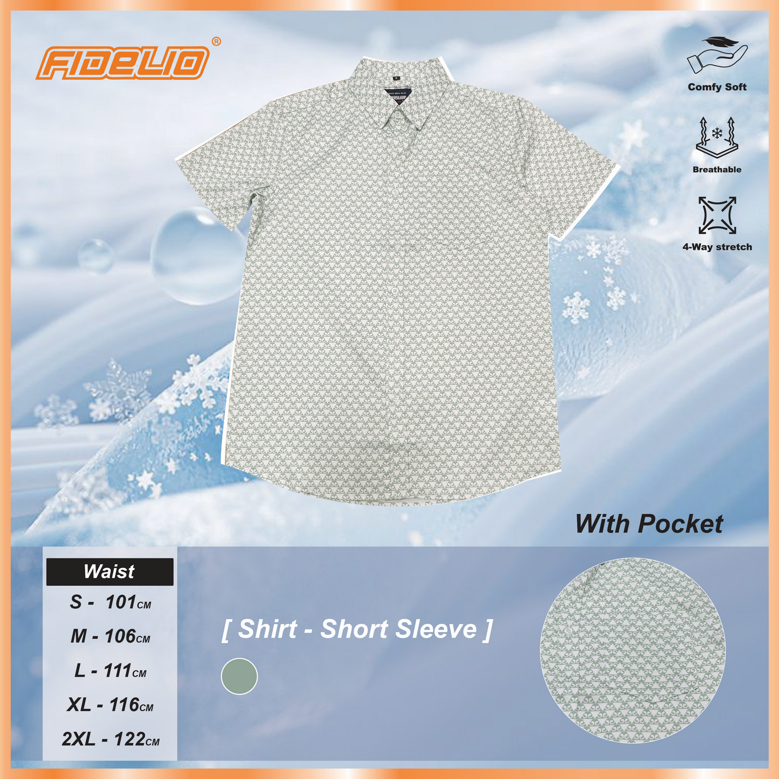 Fidelio Batik Print Short Sleeve Shirts -Green/White