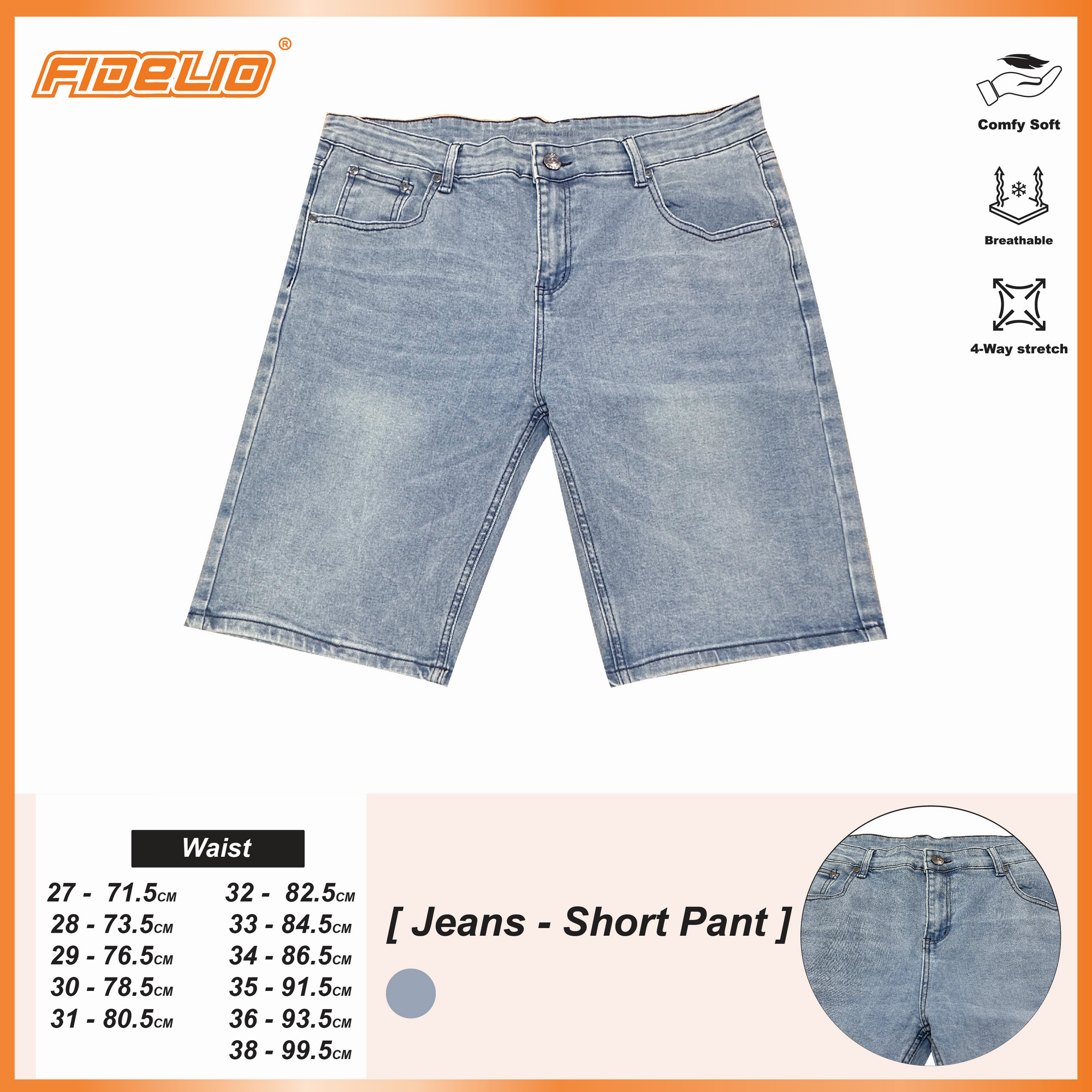 Fidelio Retro Washed Denim Shorts -Light Blue