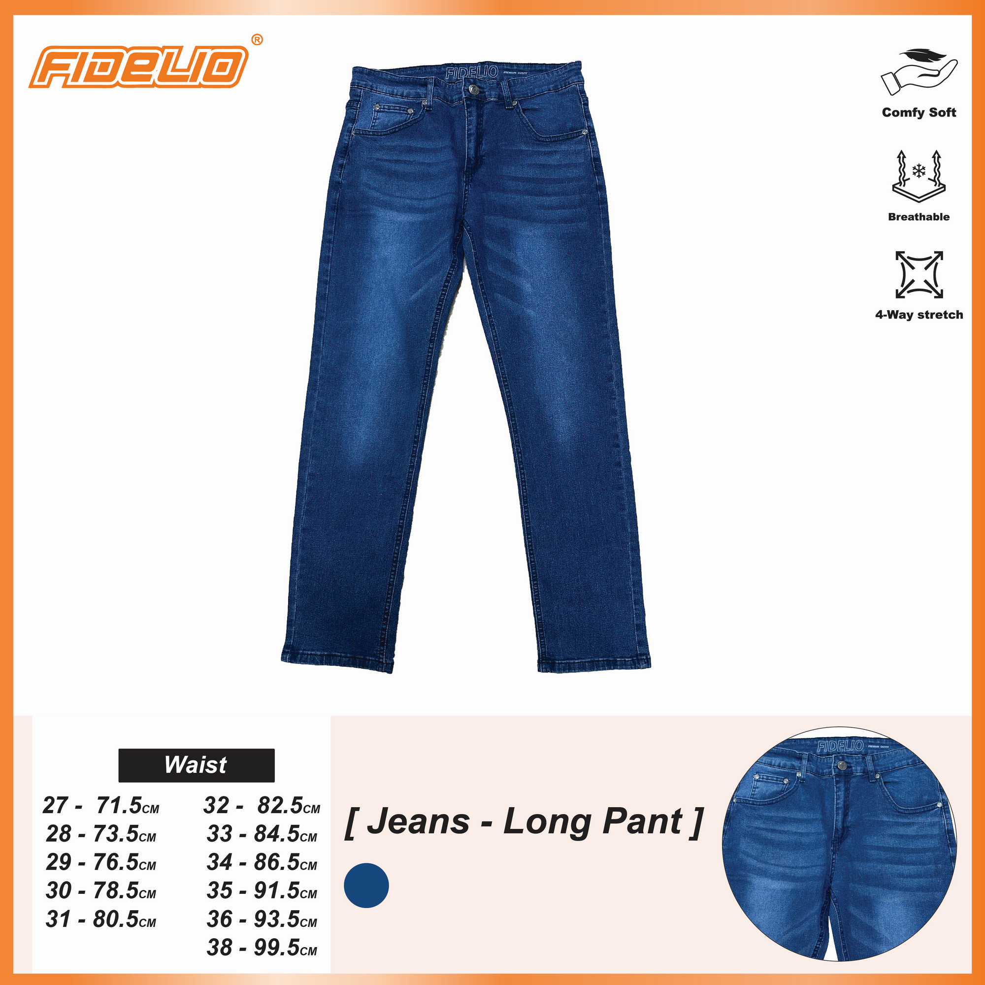 Fidelio 603 Straight Cut Washed Denim -Blue