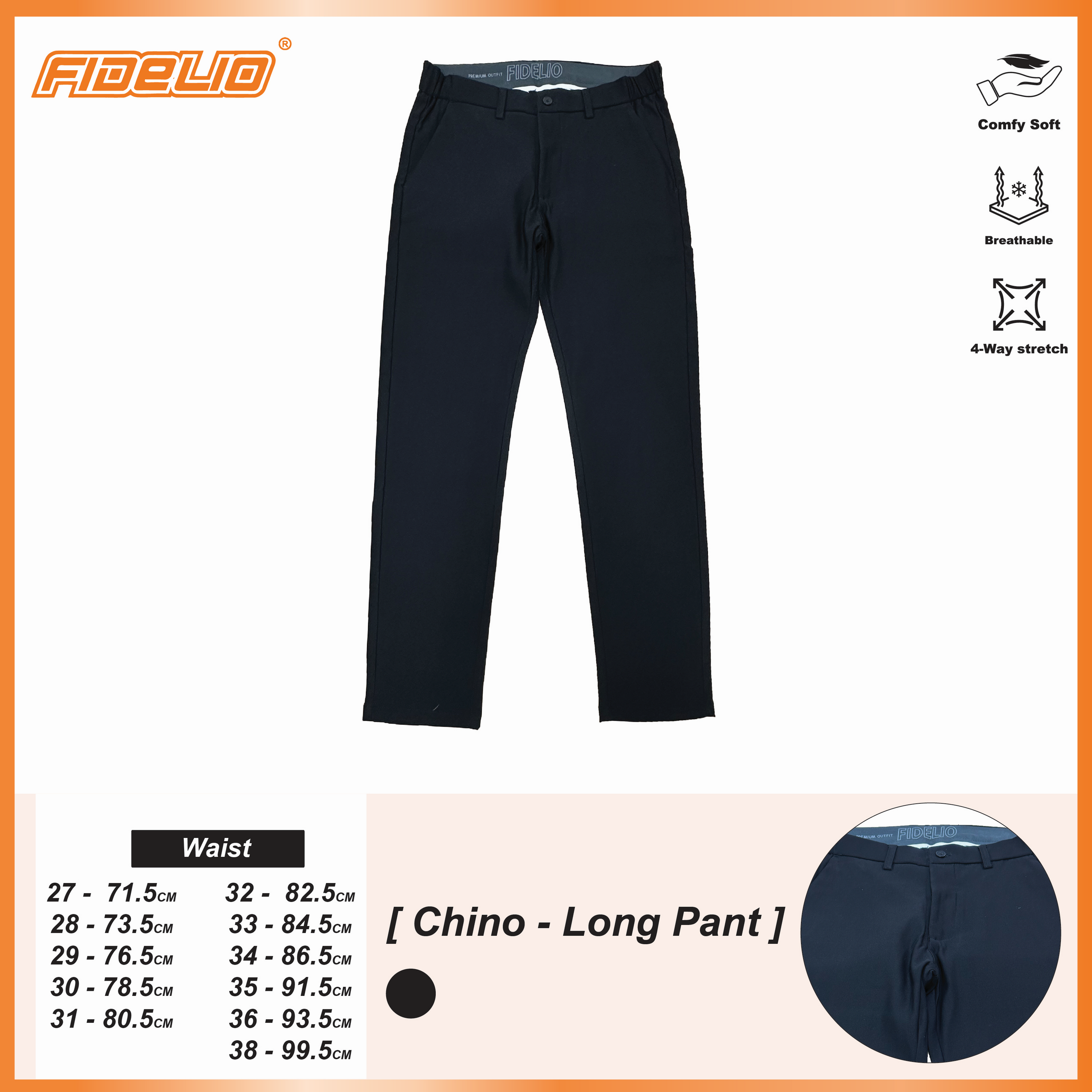 Fidelio Comfort Flex Chino Pants -Black