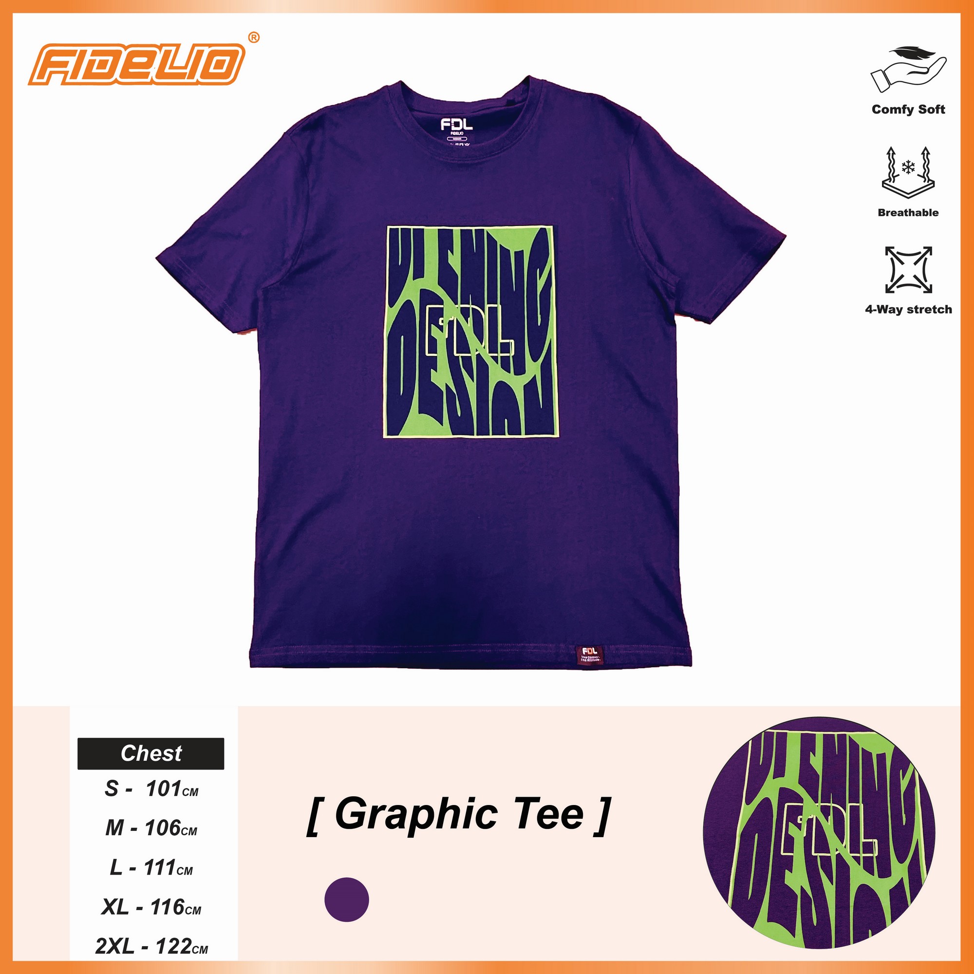 FDL Abstract Block Graphic Tees -Dark Purple