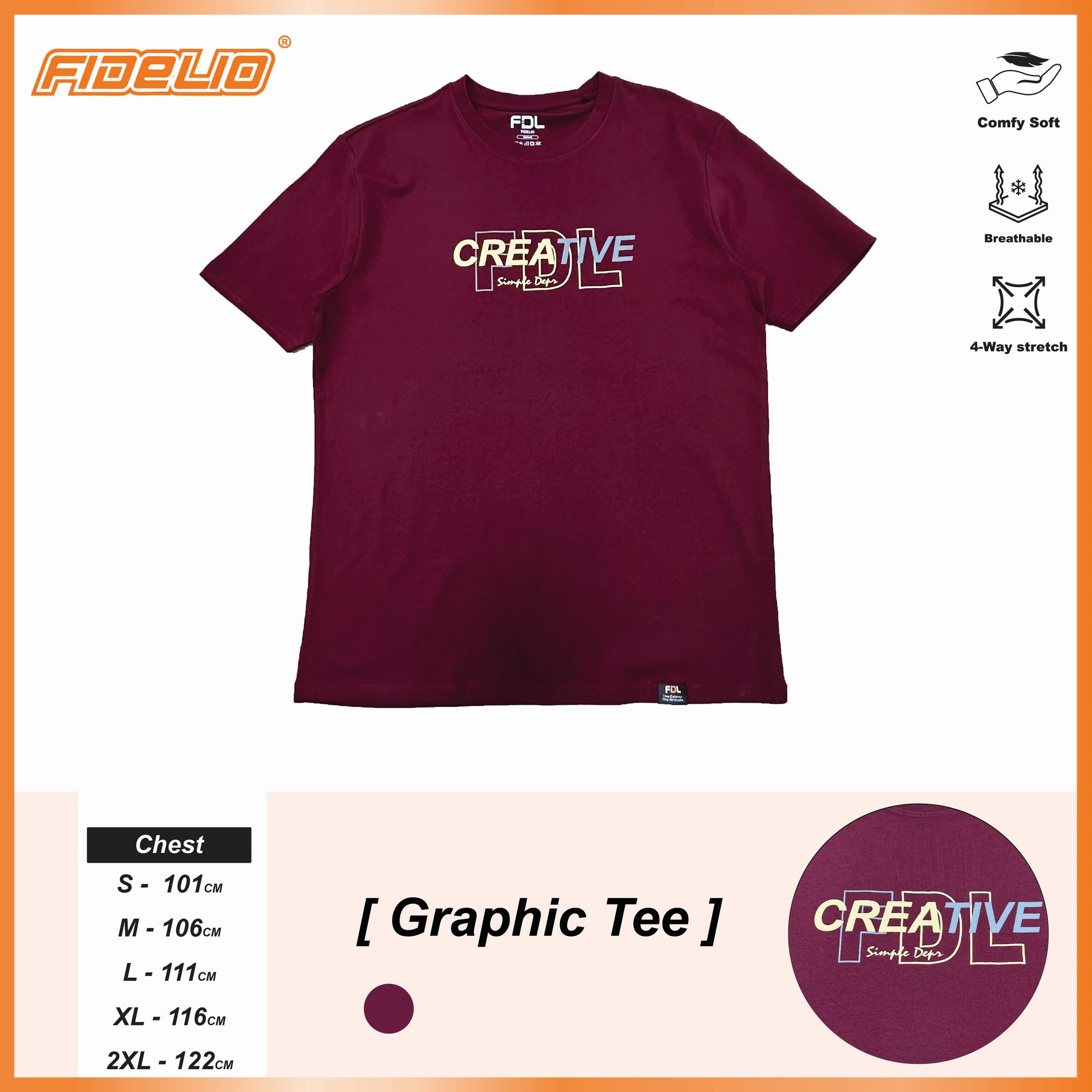 FDL CREATIVE Printed Tees - Maroon
