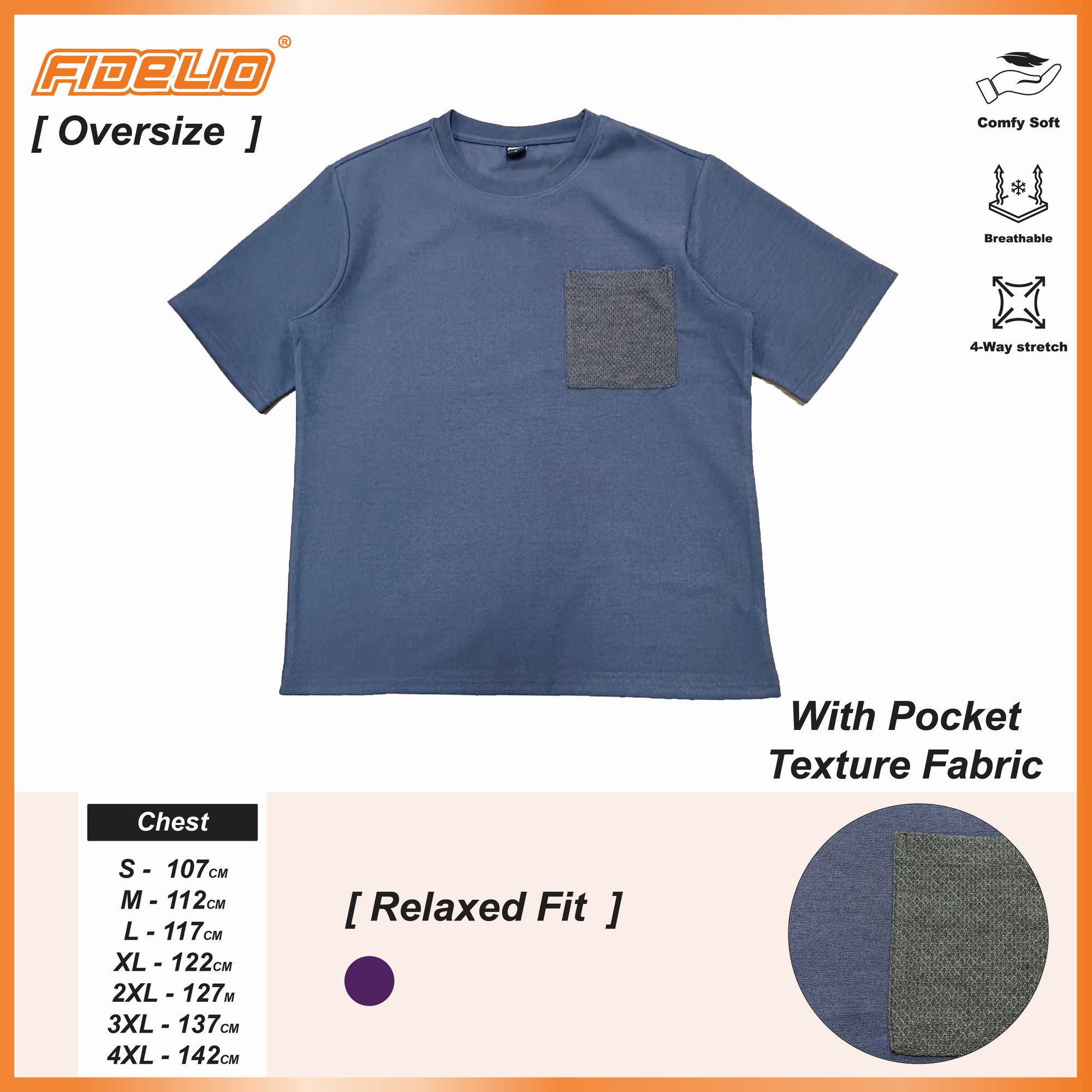 Fidelio Linen Pocket Oversize Tees - Blue
