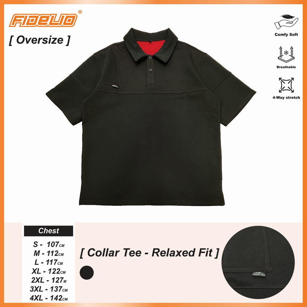 FIDELIO Fit-In Cut & Sew Oversize Polo Tees - Black