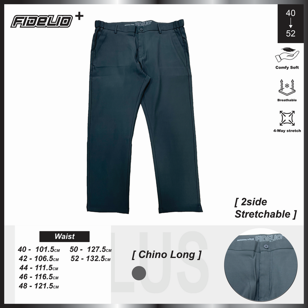 FIDELIO Plus Flex Waist Straight Cut Chino - Dark Grey