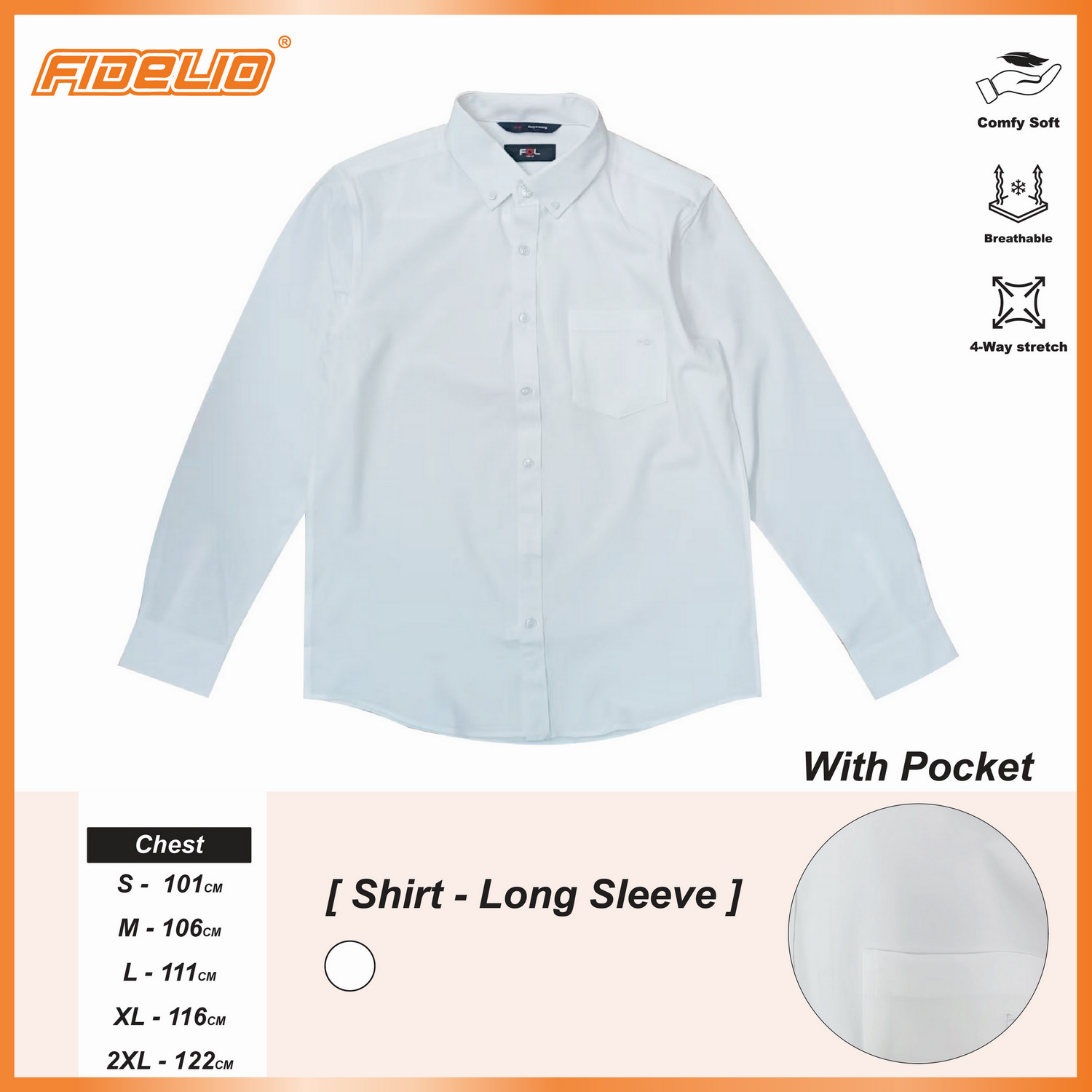 FDL Business Long Sleeve Shirts - White