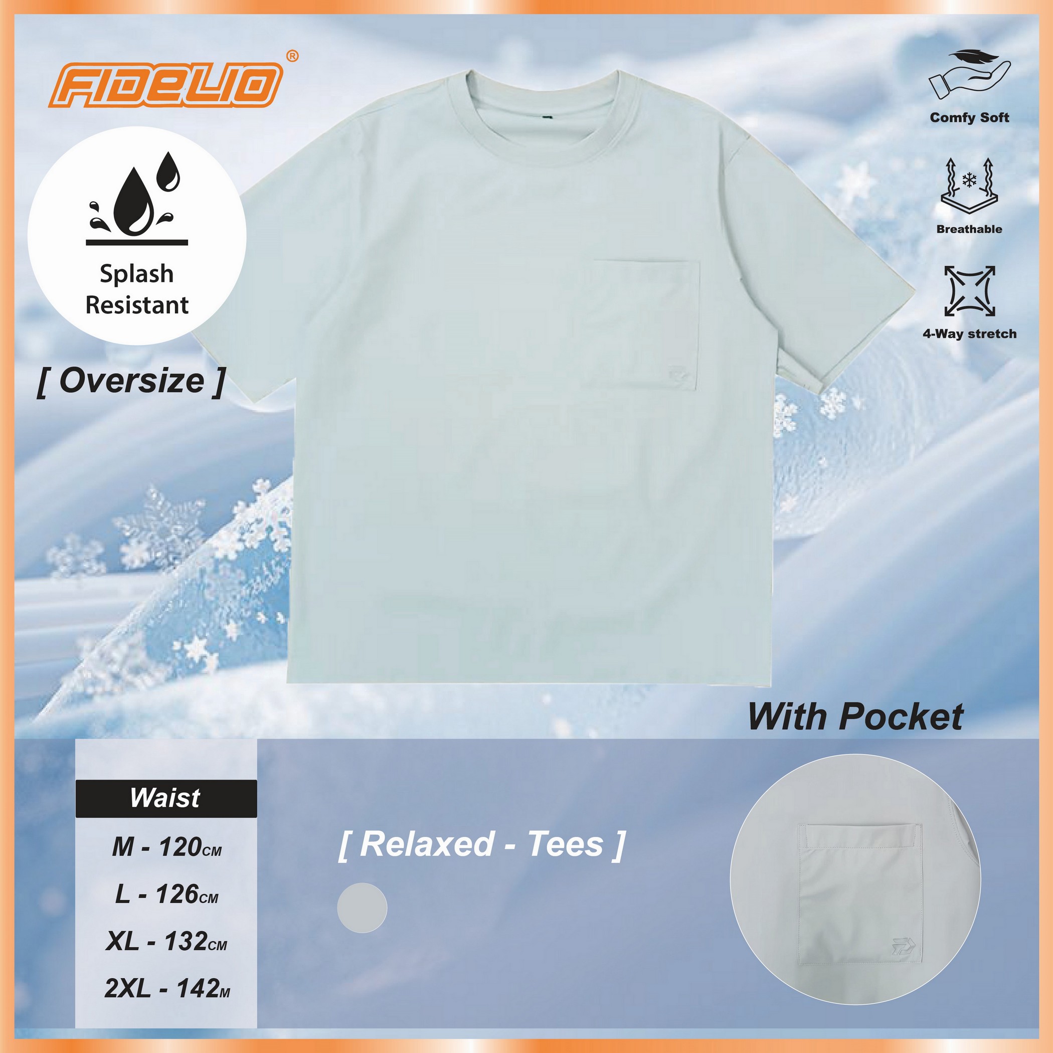 Fidelio Oversized Pocket T-Shirt - Light Blue