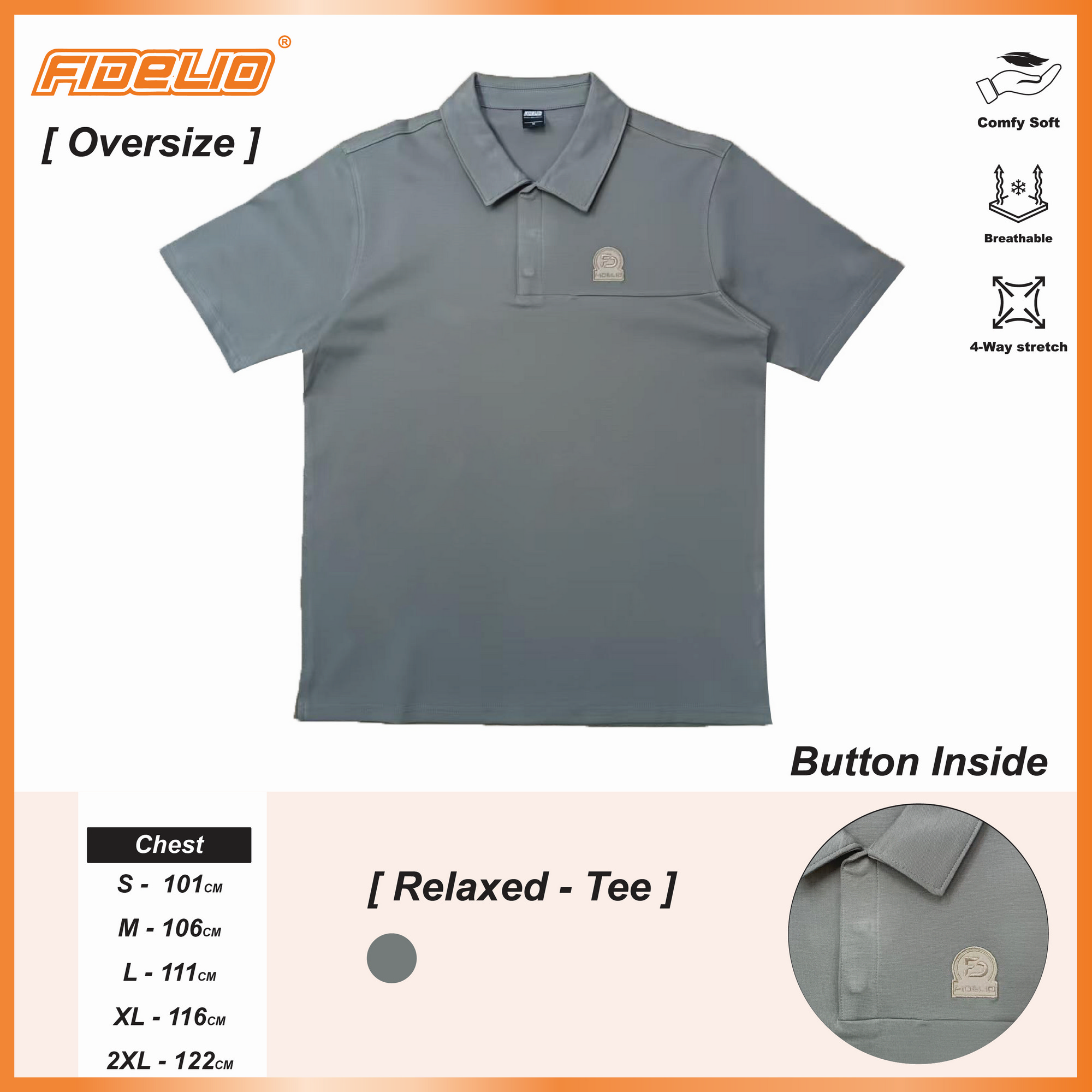 Fidelio Size Cut & Sew Embroideng Polo Tees - Army Green