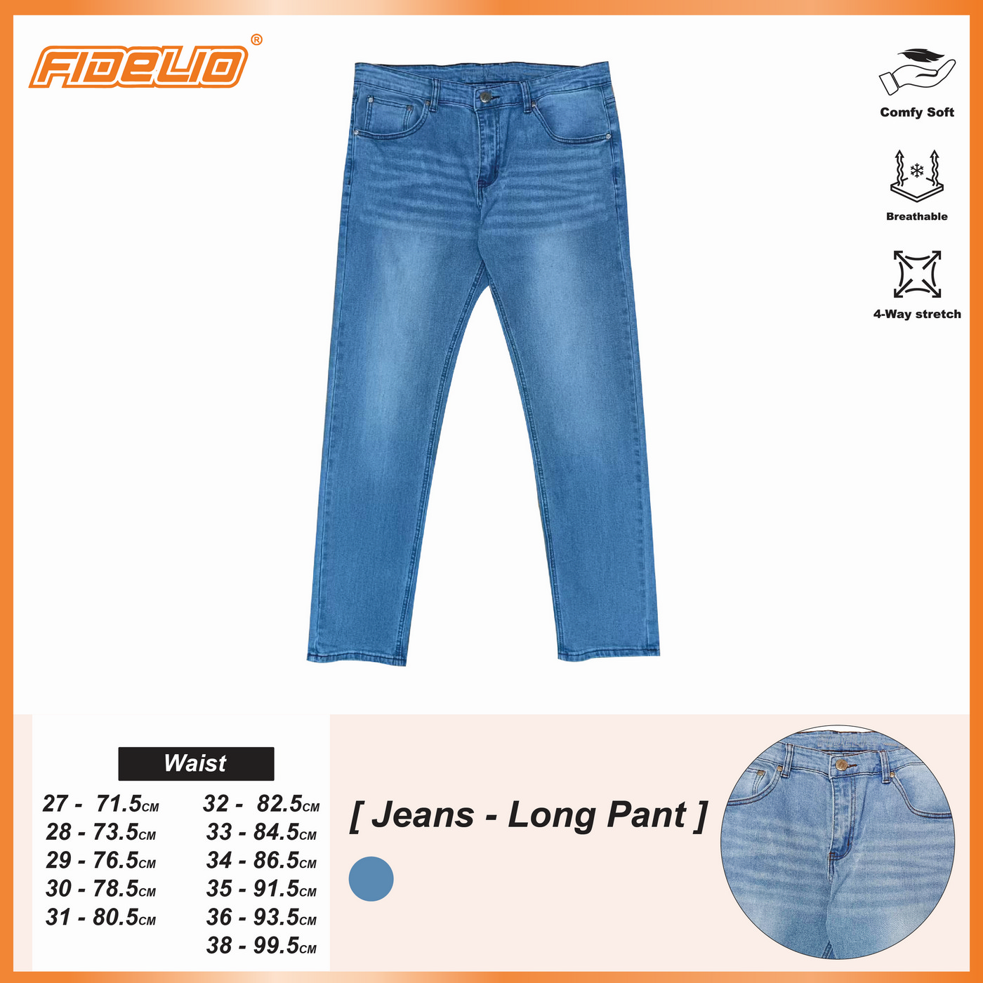 Fidelio 603 Straight Cut Stretchable Jeans - White