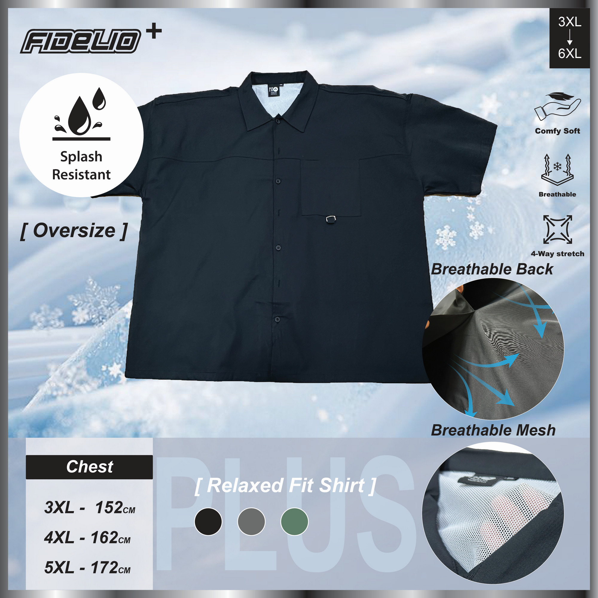 FIT IN Oversized Utility  Pocket Shirt - Black
