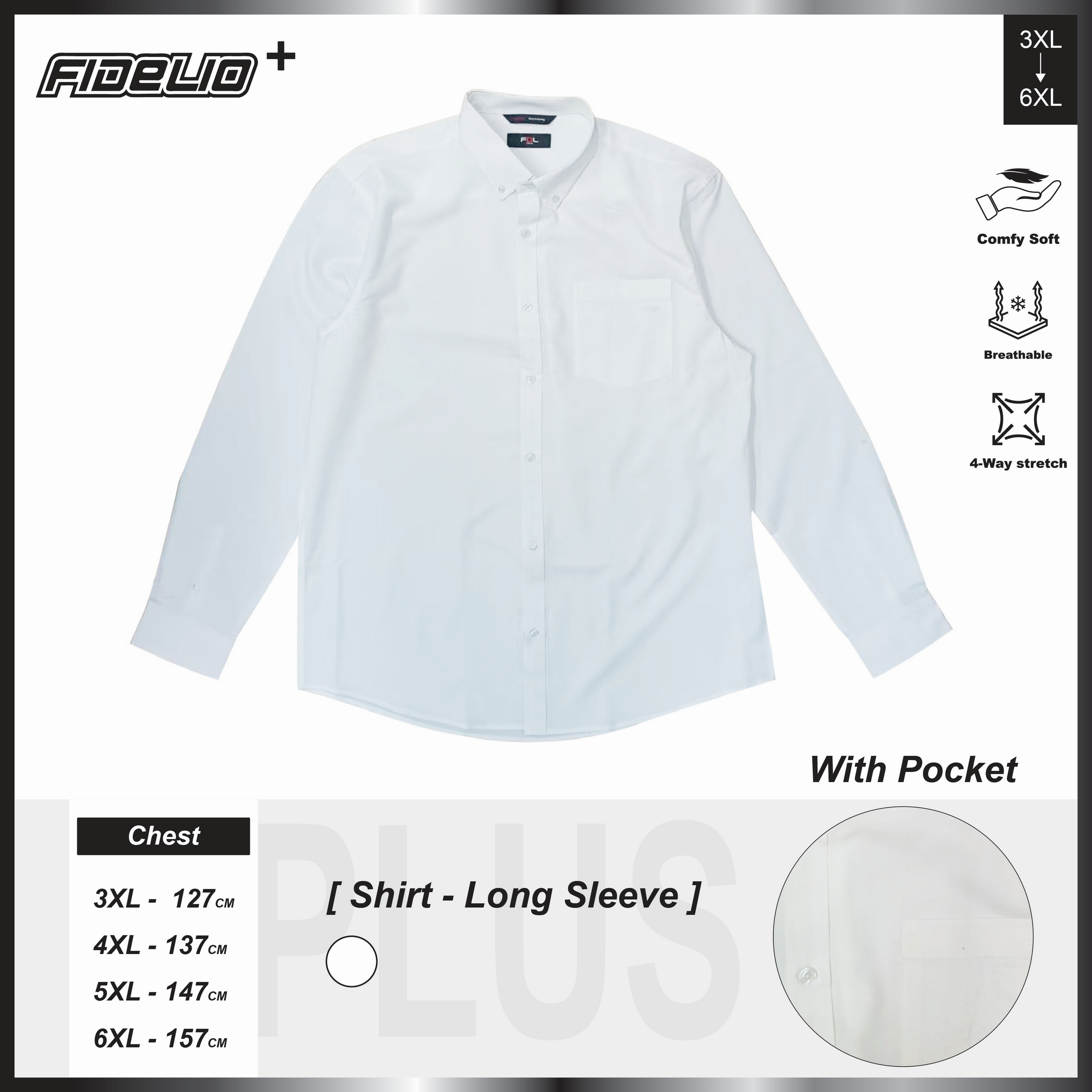 Fidelio Plus Business Long Sleeve Shirts - White