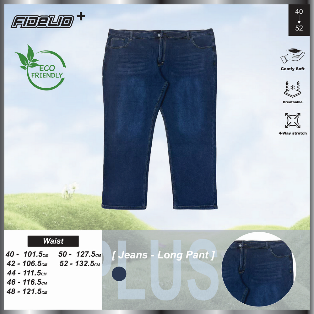 Fidelio Plus Size Eco-friendly Straight Cut Stretchable Jeans