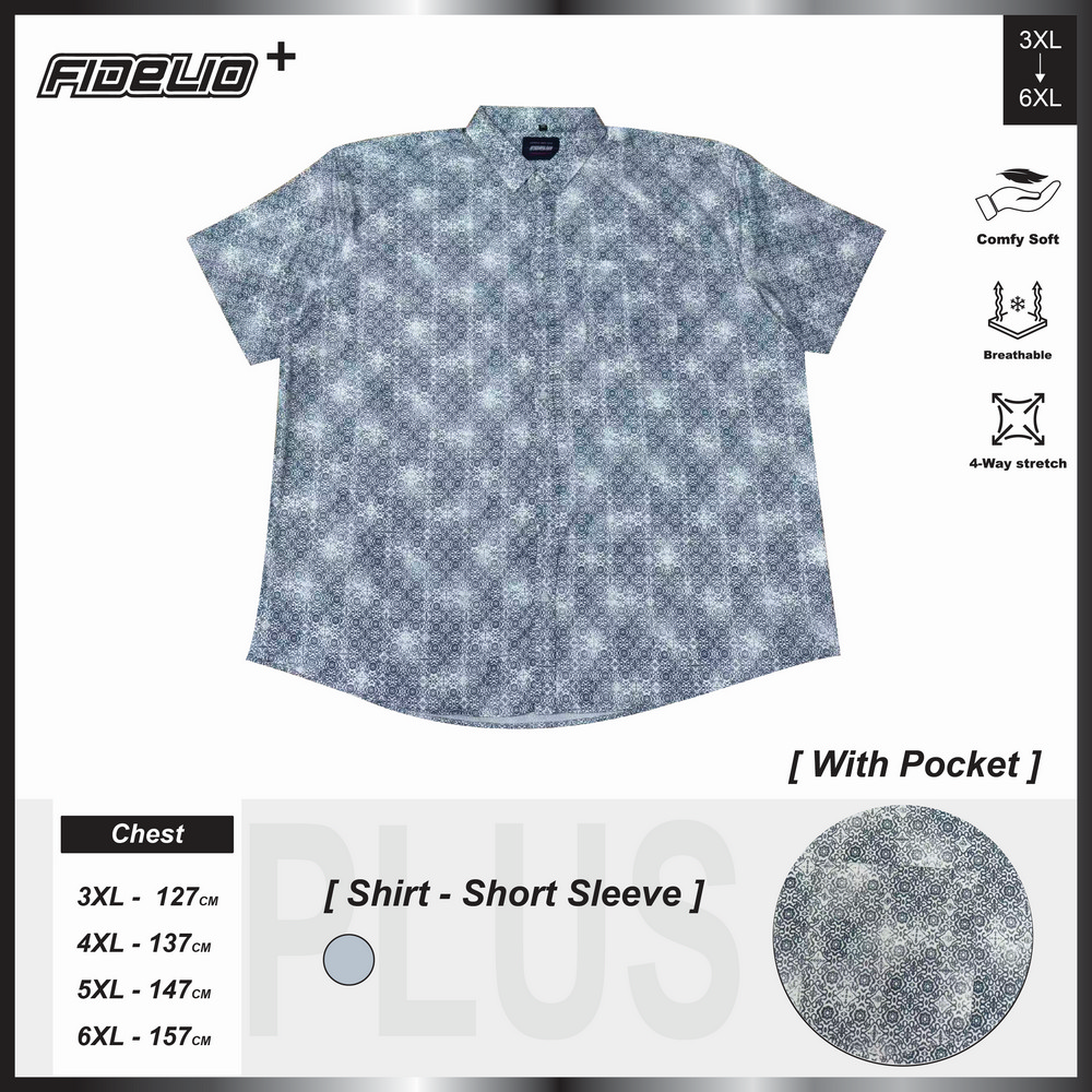 Fidelio Plus Size Batik Print Short Sleeve Shirts