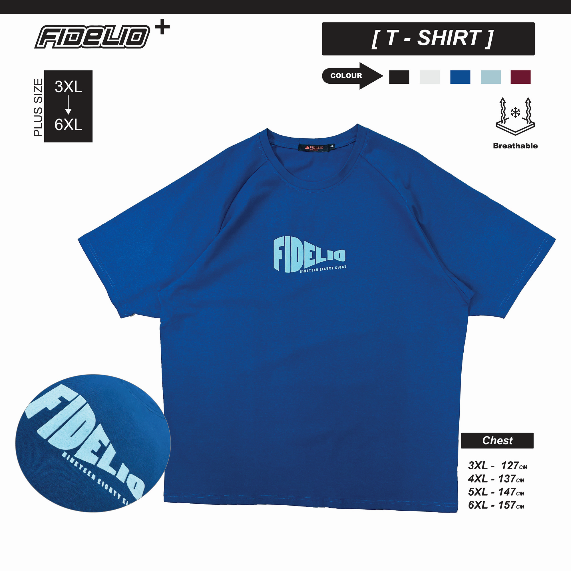 Fidelio Plus Size FIDELIO 1988 Printed Tees - Turquoise Blue