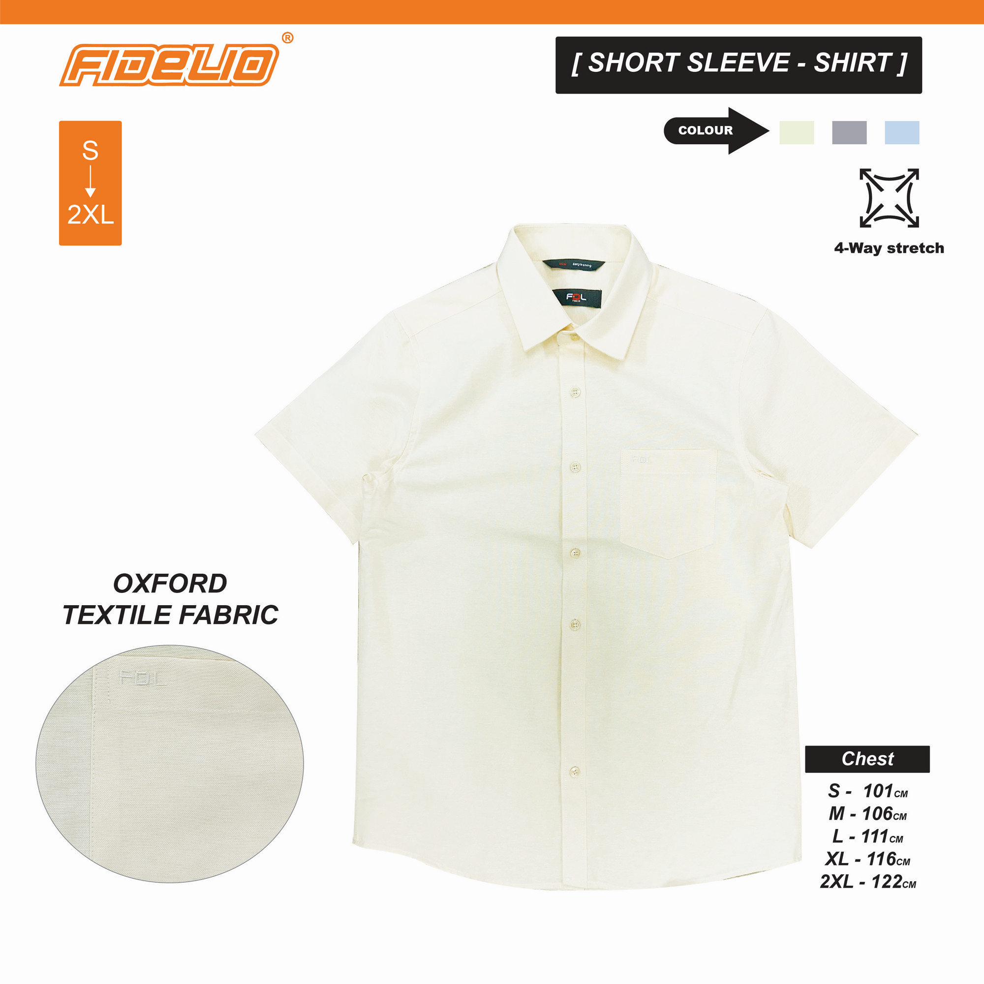 FDL Oxford Short Sleeve Shirts -Cream