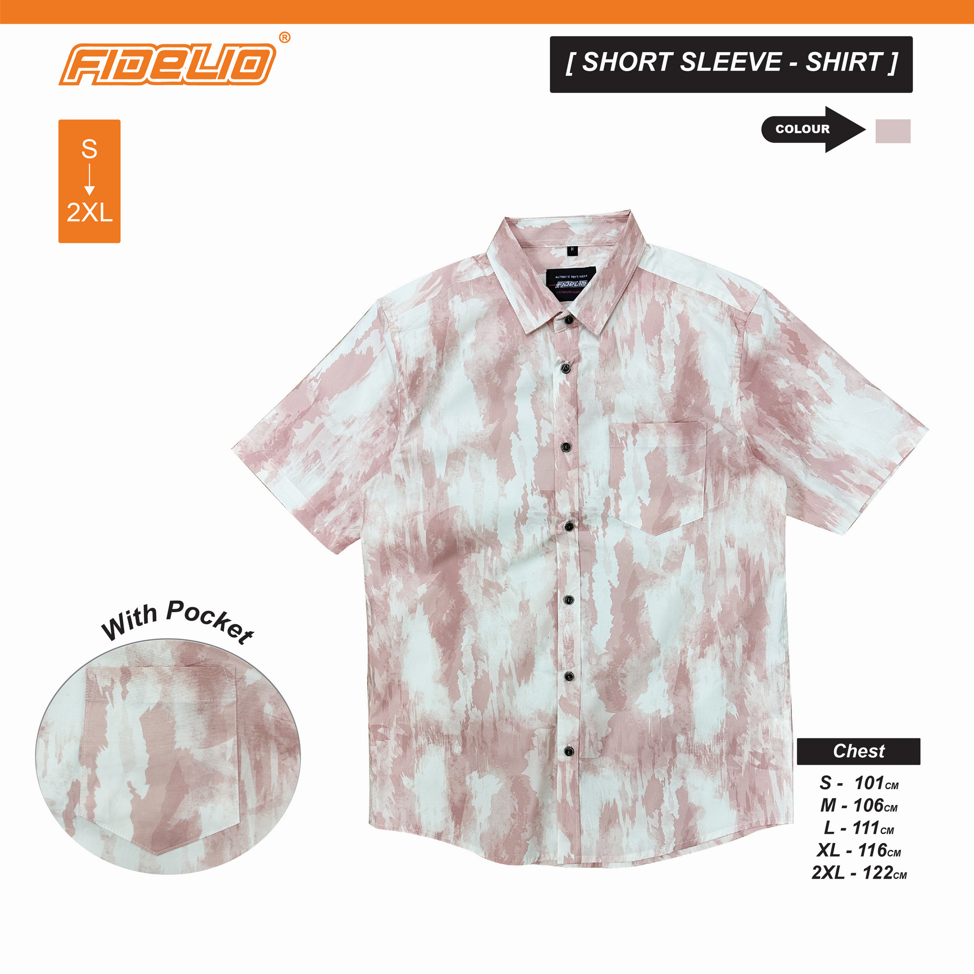 Fidelio Tie-Dye Print Short Sleeve Shirts -Pink/White