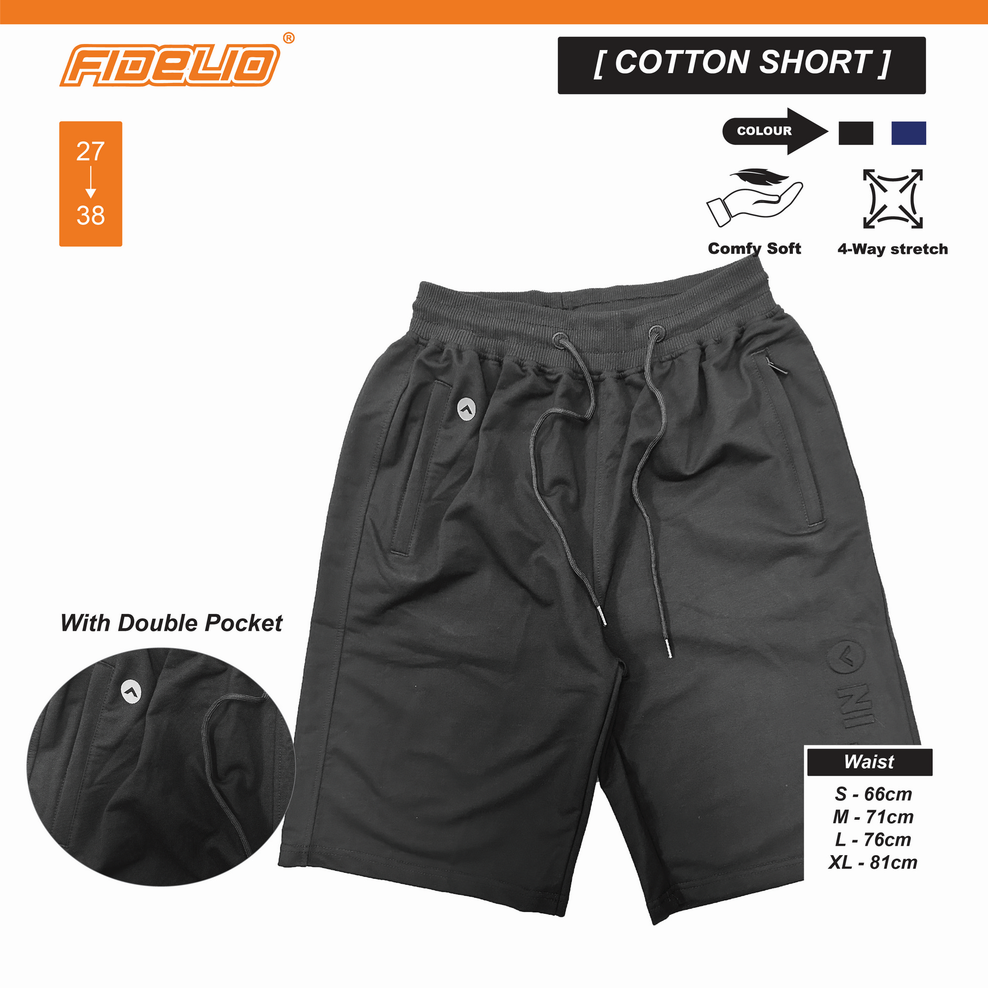 FIT IN Drawstring Shorts -Black