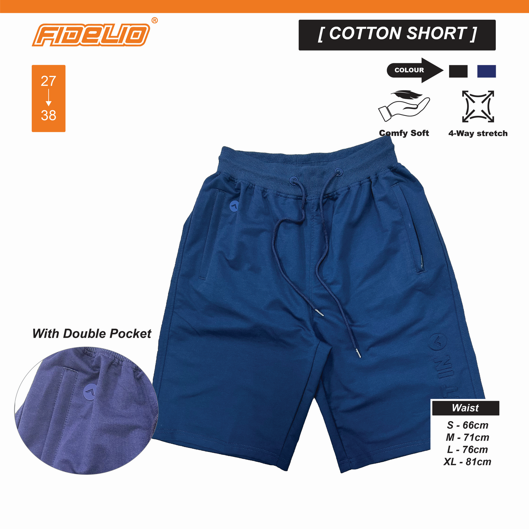 FIT IN Drawstring Shorts -Navy