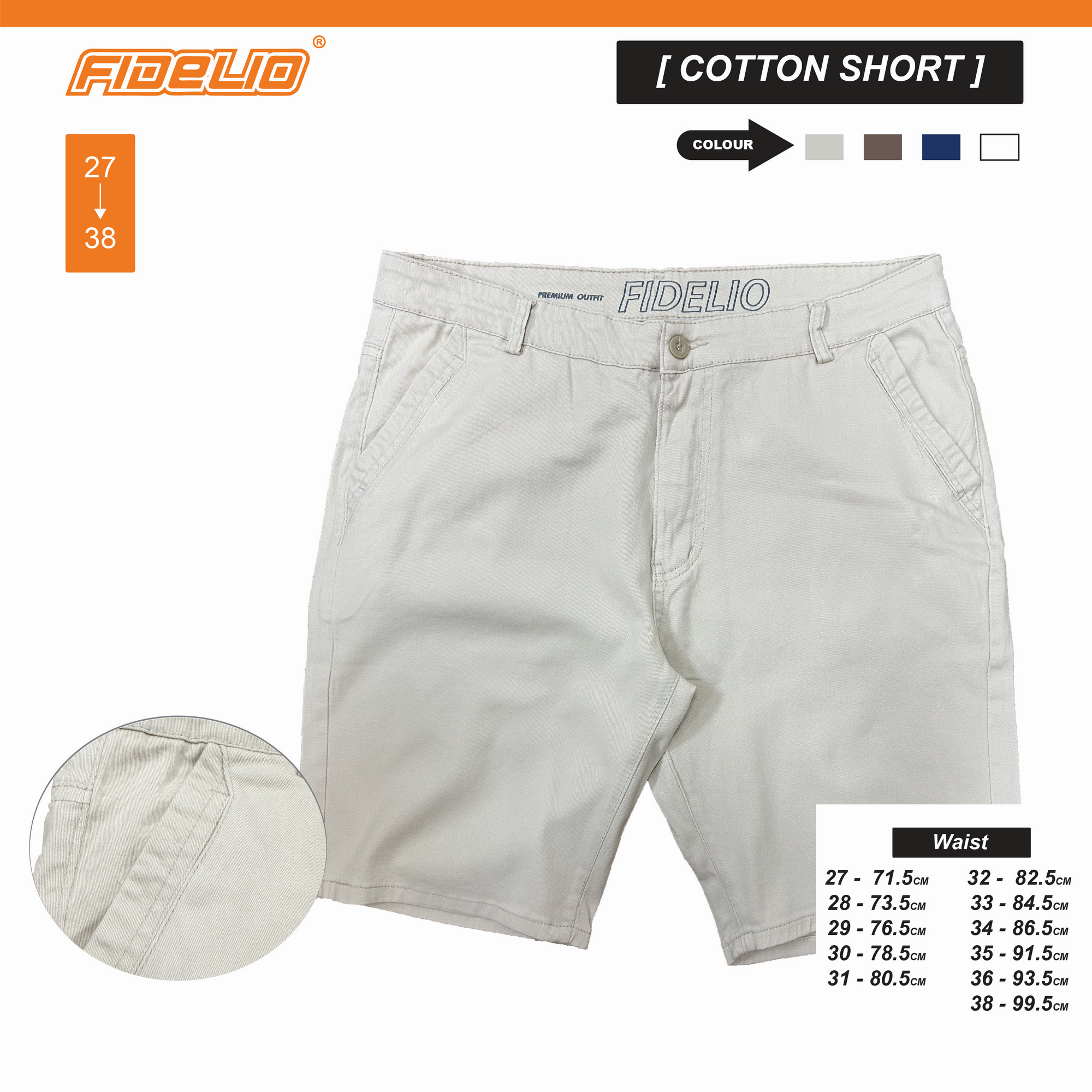 Fidelio Signature Stretchable Cotton Shorts -Light Beige