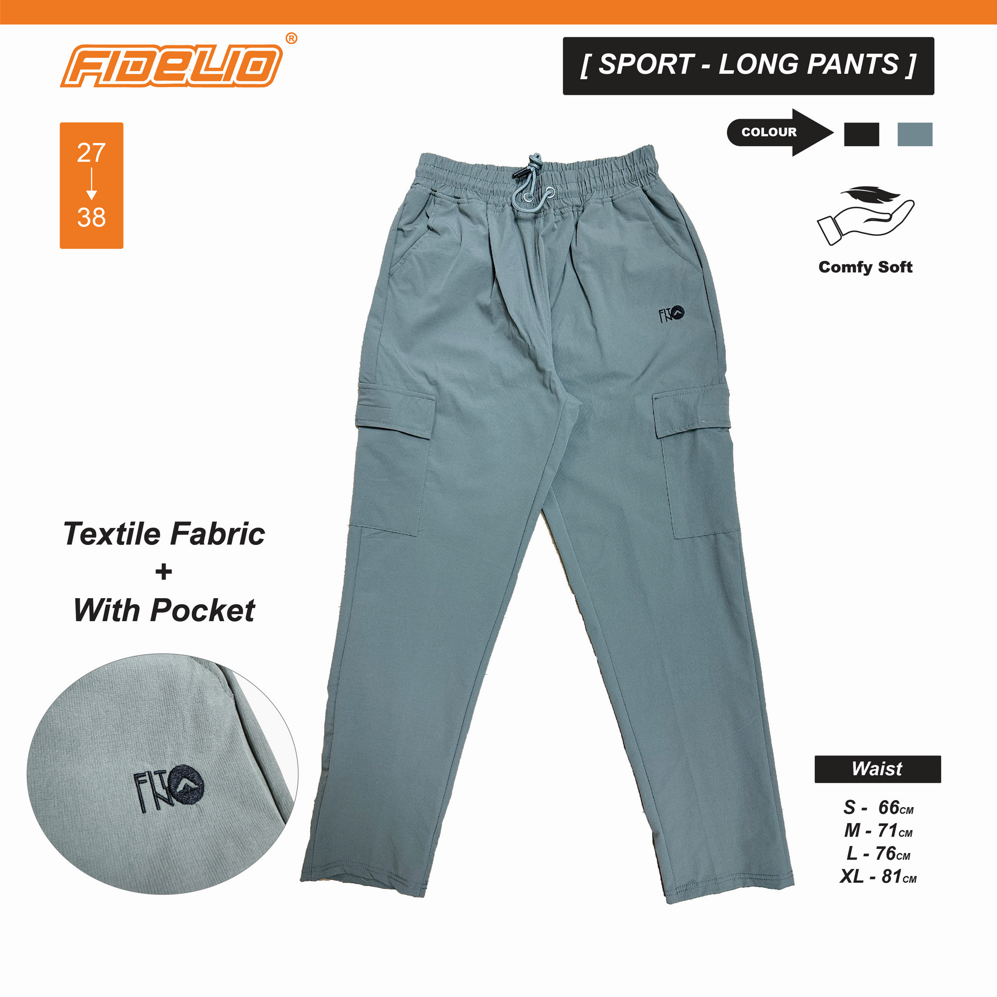FIT IN Active Multi-Pocket Sweat Pants -Grey