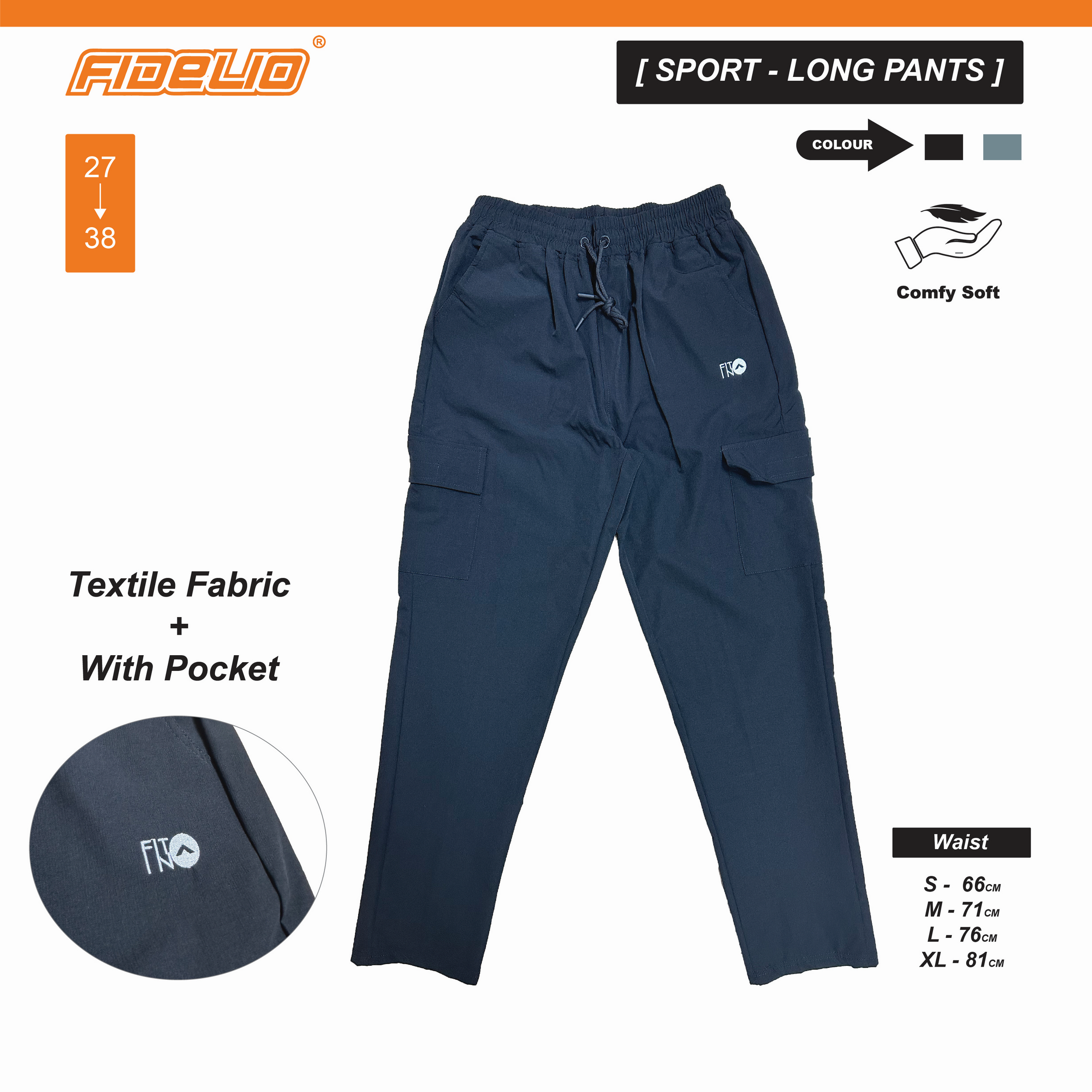 FIT IN Active Multi-Pocket Sweat Pants -Black