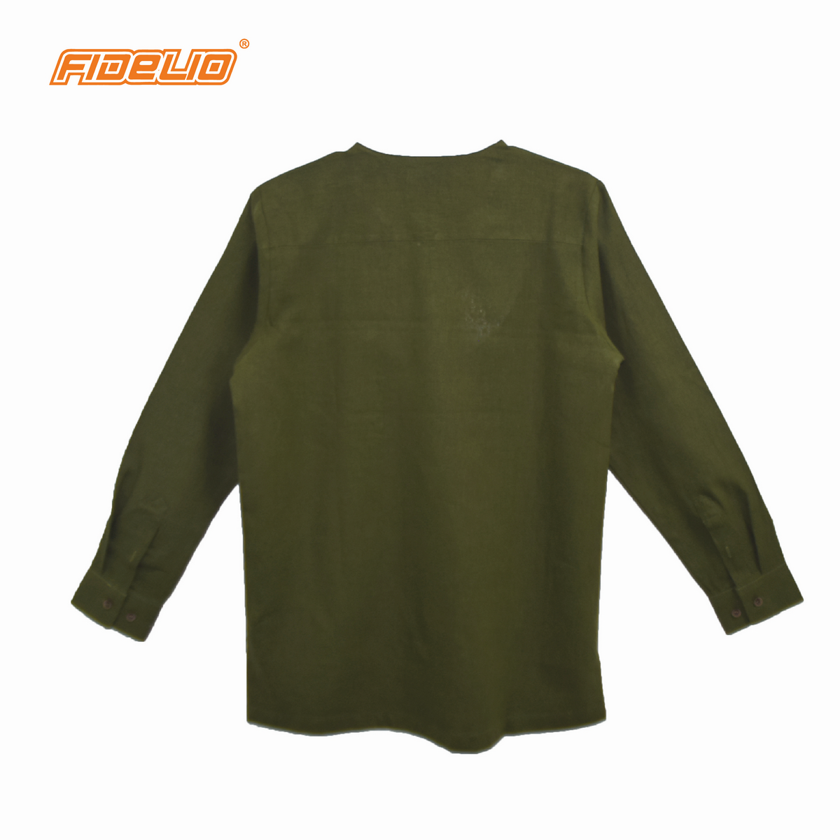 Fidelioo Dobby Linen Kurta -Army Green