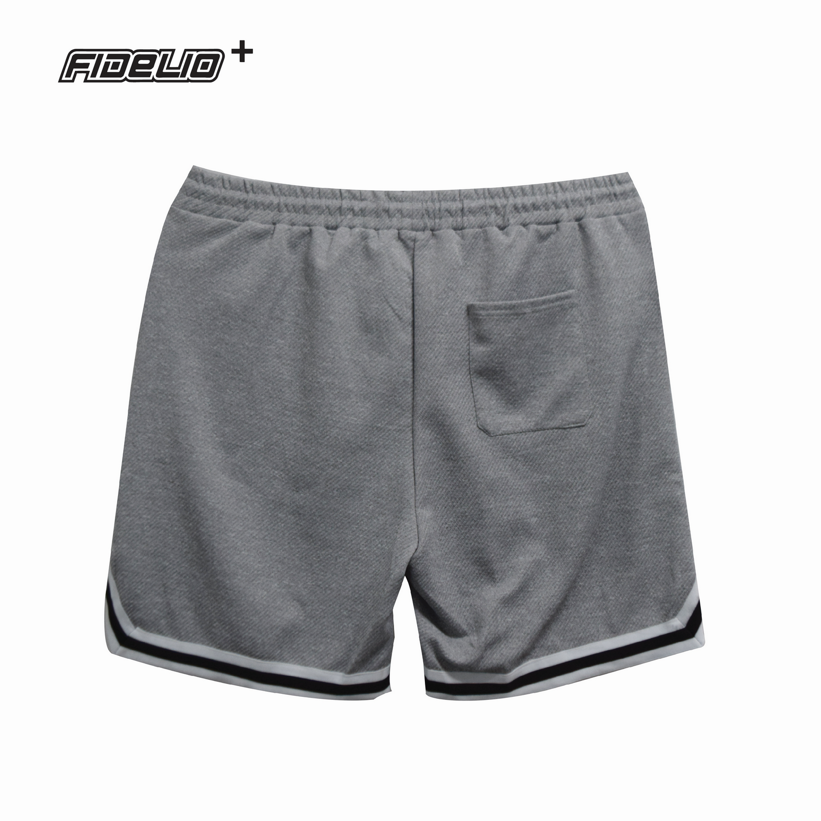 Fit In Plus Size Twill Fabric Bottom Strap Basketball Shorts -Light Grey