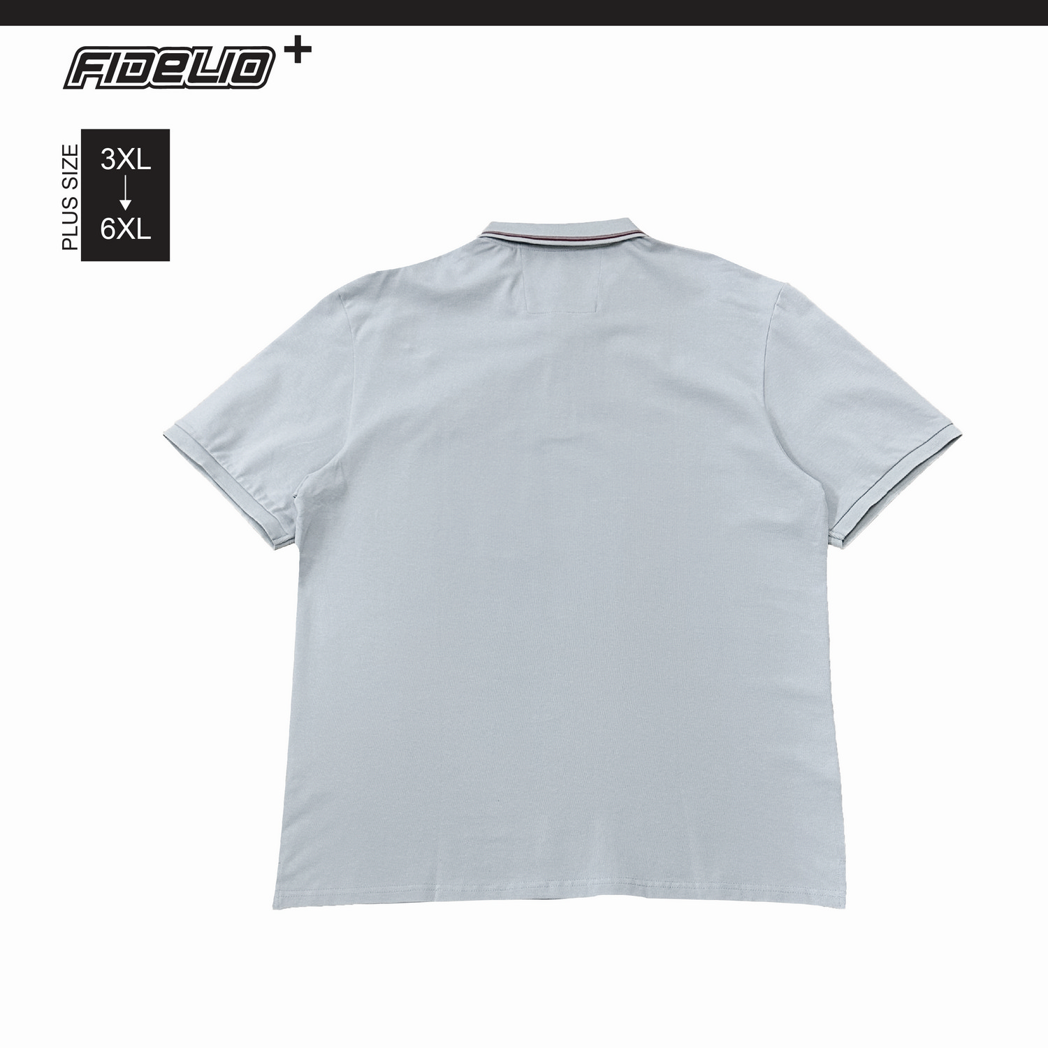 Fidelio Plus Size Basic Rugged Polo Tees -Grey