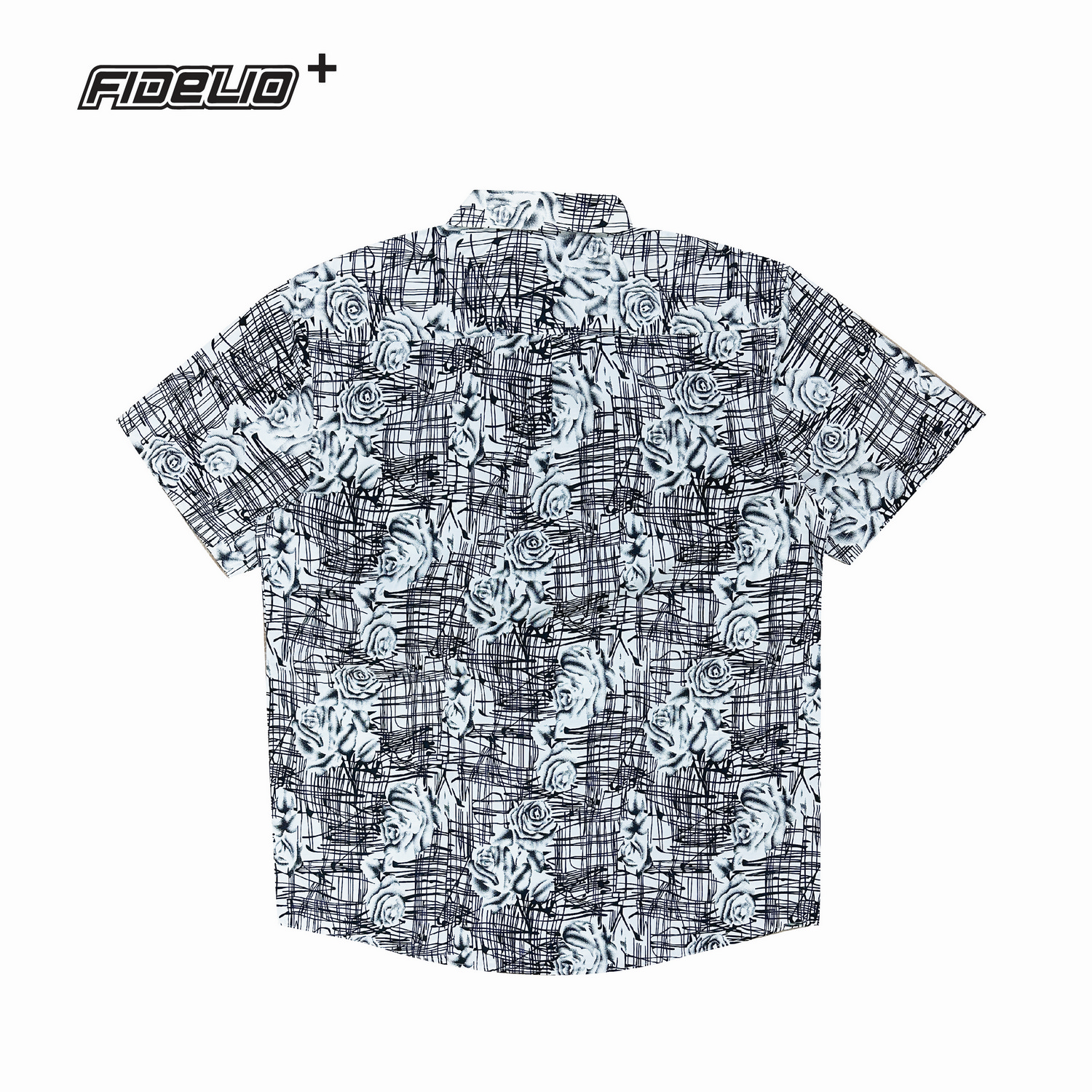 Fidelio Plus Size Printed Short Sleeve Shirts -White/Black