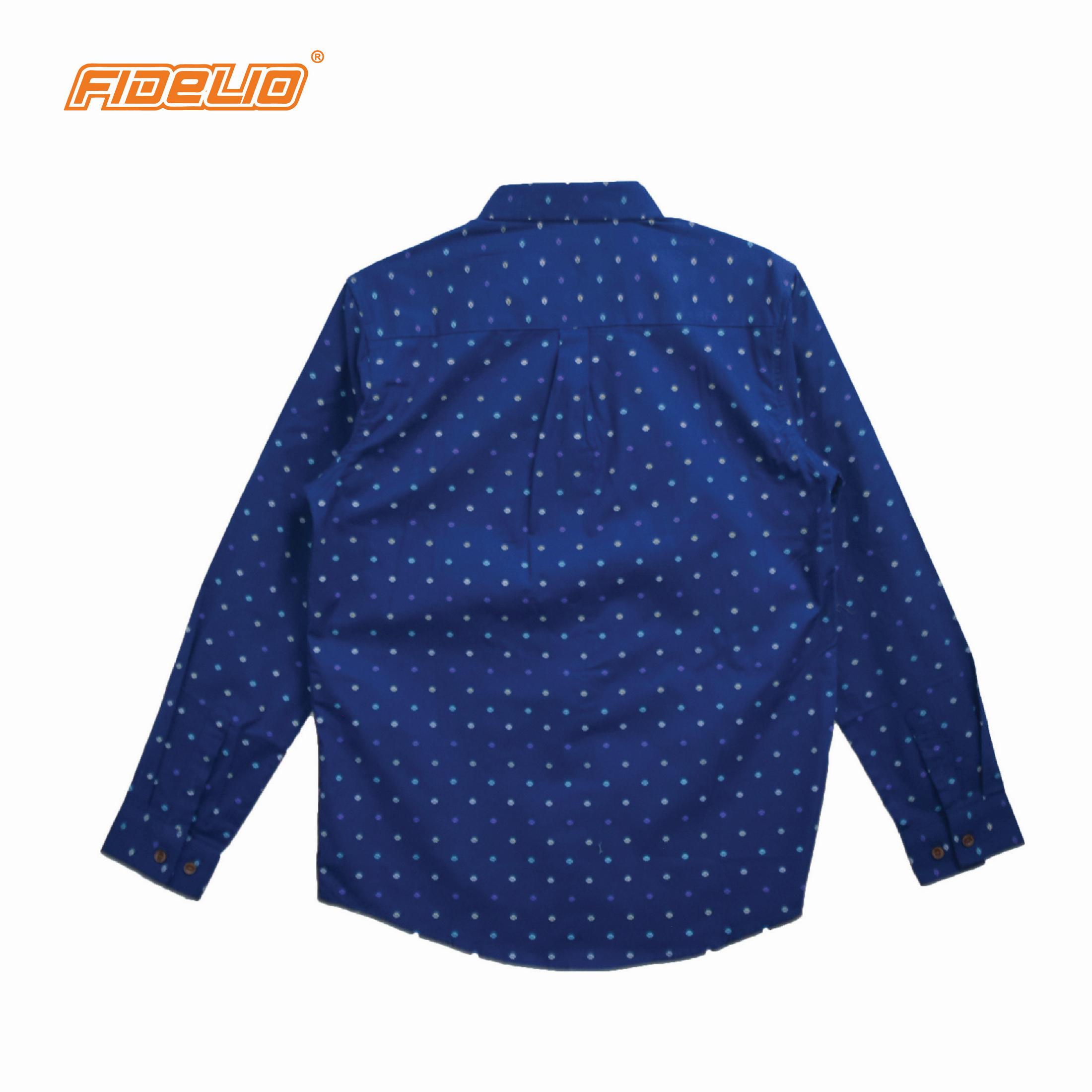 Fidelio Micro-Printed Long Sleeve Shirts -Navy