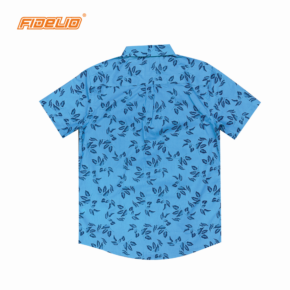 Fidelio LeafBreeze Print Short Sleeve Shirts -Blue