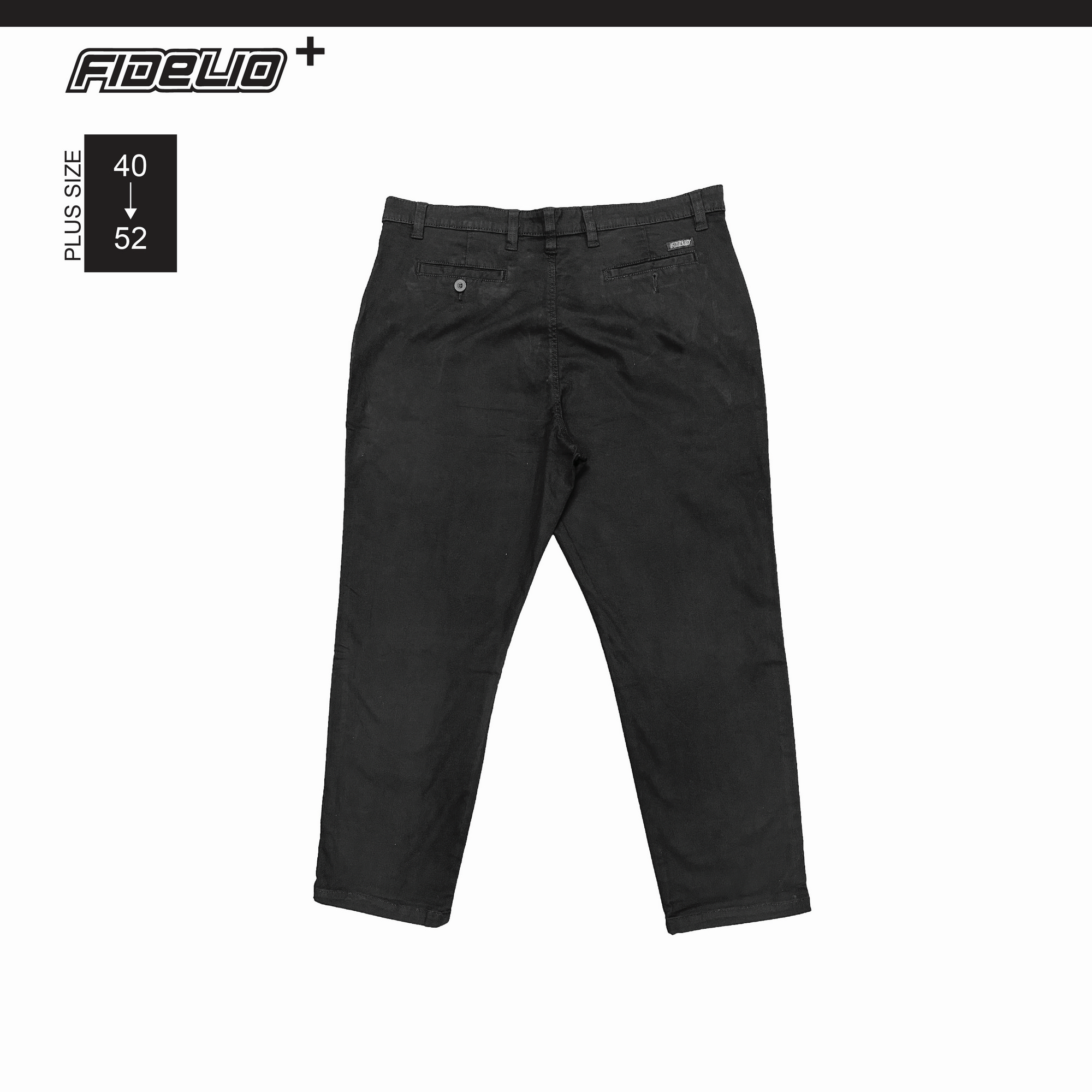 Fidelio Plus Size Stretchable Slim Straight Chinos - Black