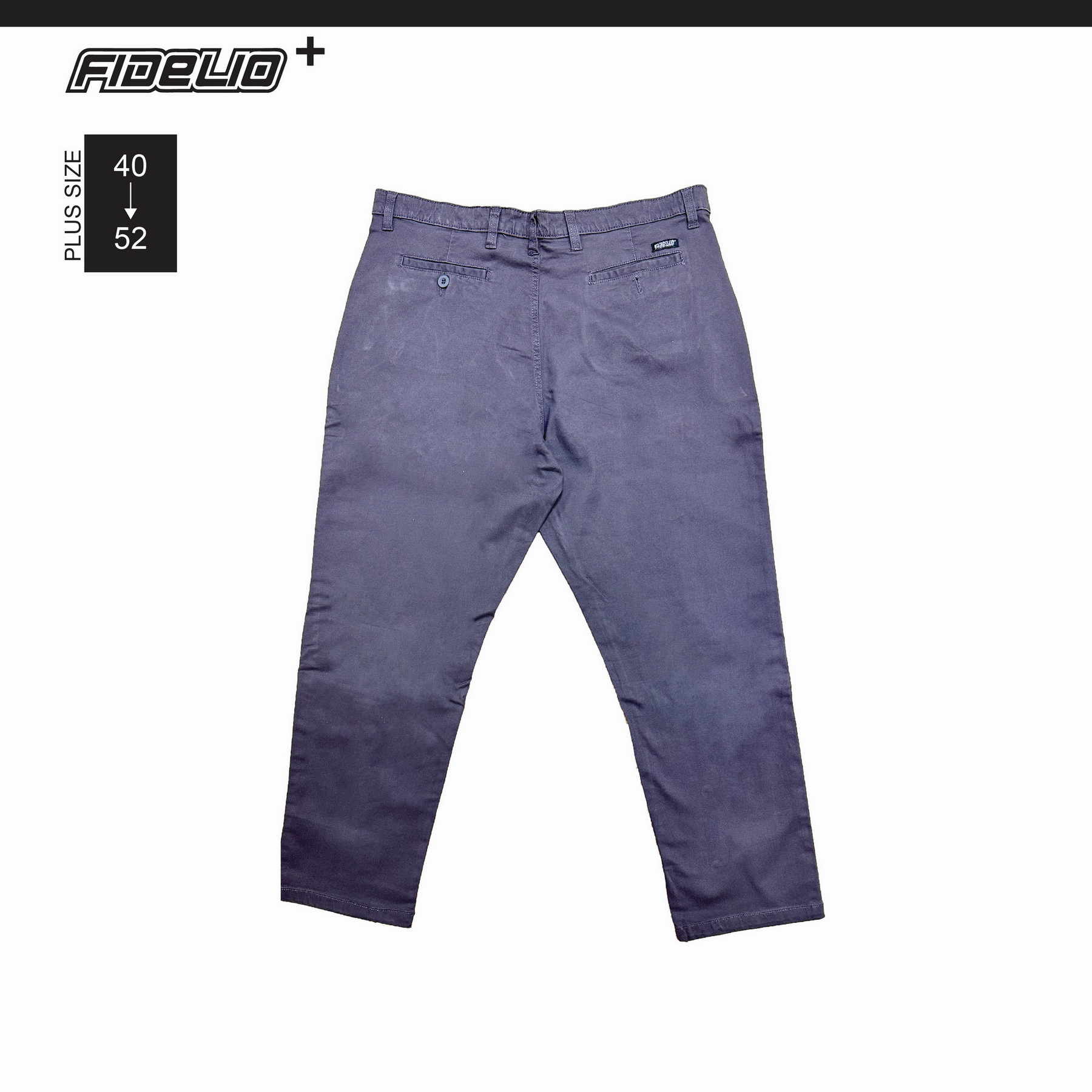 Fidelio Plus Size Stretchable Slim Straight Chinos - Grey