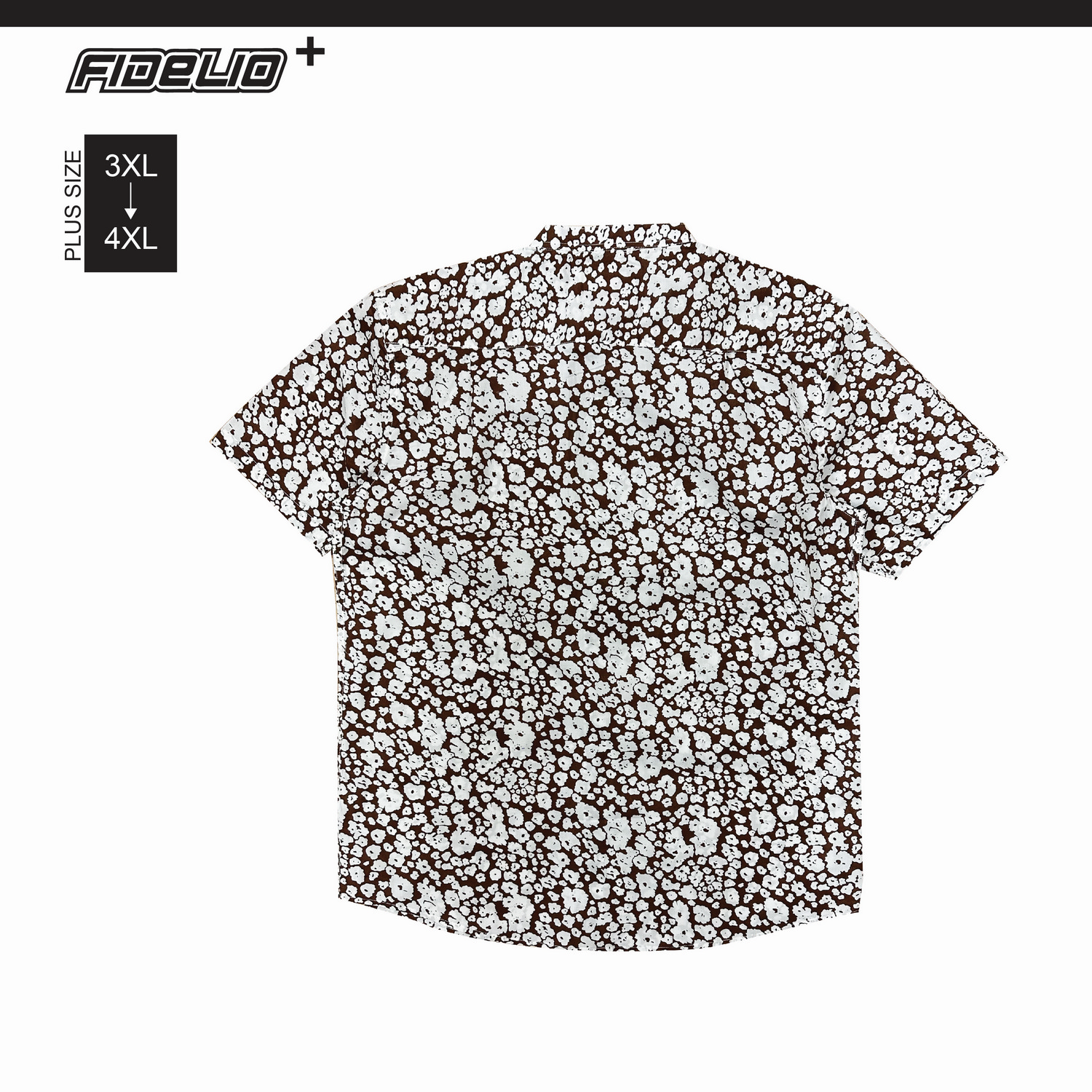 Fidelio Plus Size Micro-Printed Short Sleeve Shirts - White/Brown
