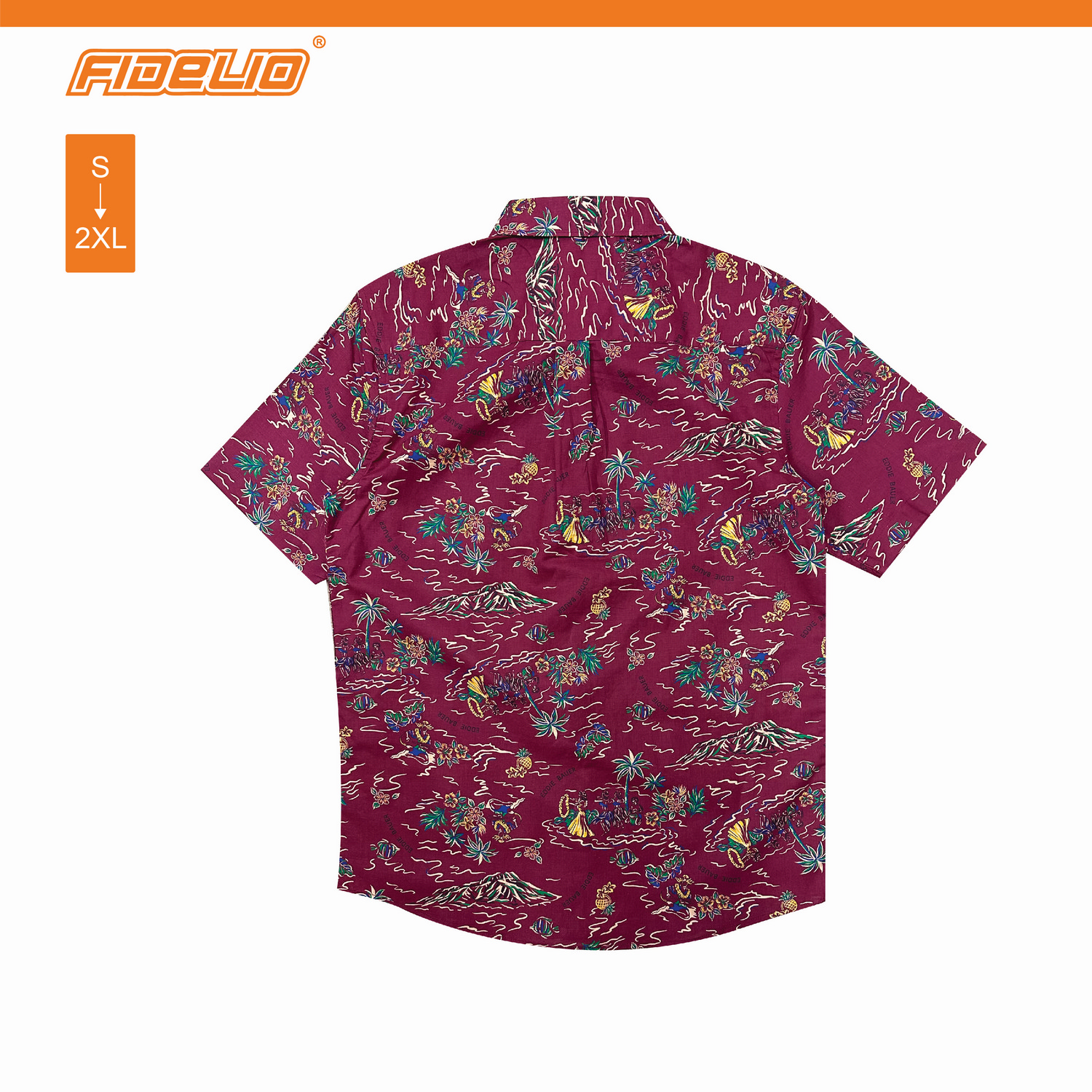 Fidelio Hawaiian Print Short Sleeve Shirts -Maroon